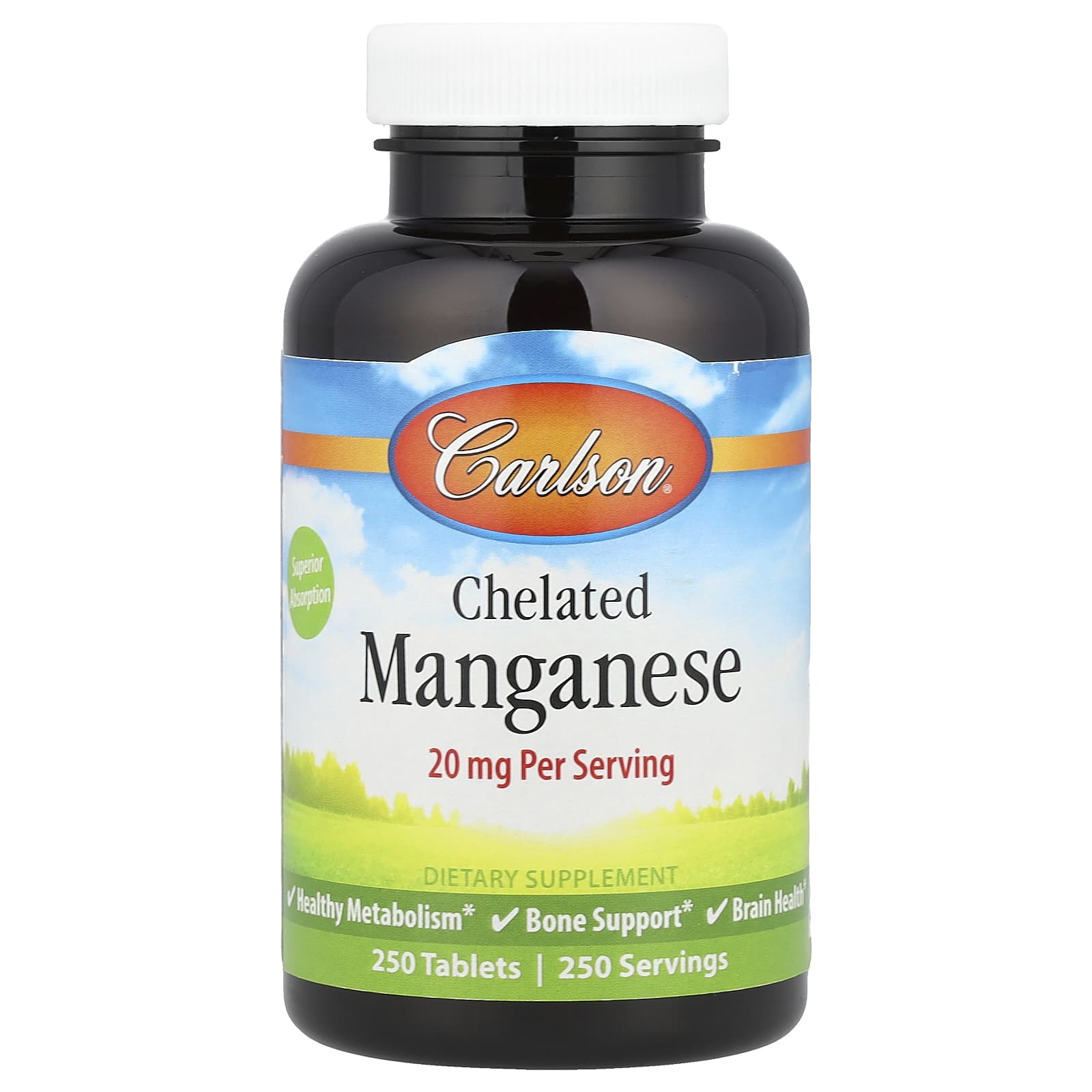 Carlson, Chelated Manganese, 20 mg, 250 Tablets - B003BVIUCK