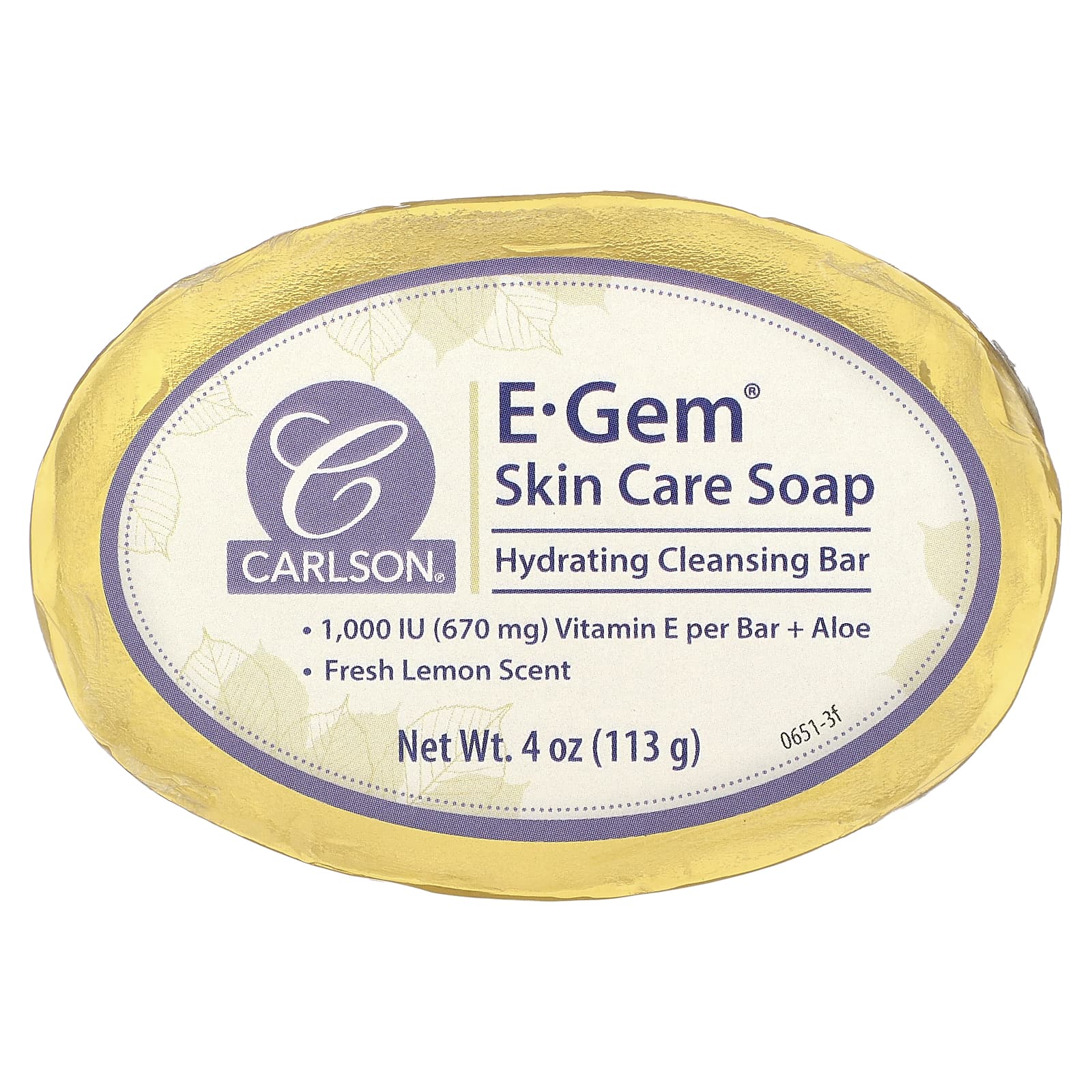 Carlson, E-Gem, Skin Care Bar Soap, Fresh Lemon, 4 oz (113 g) - B06XSKY2JC