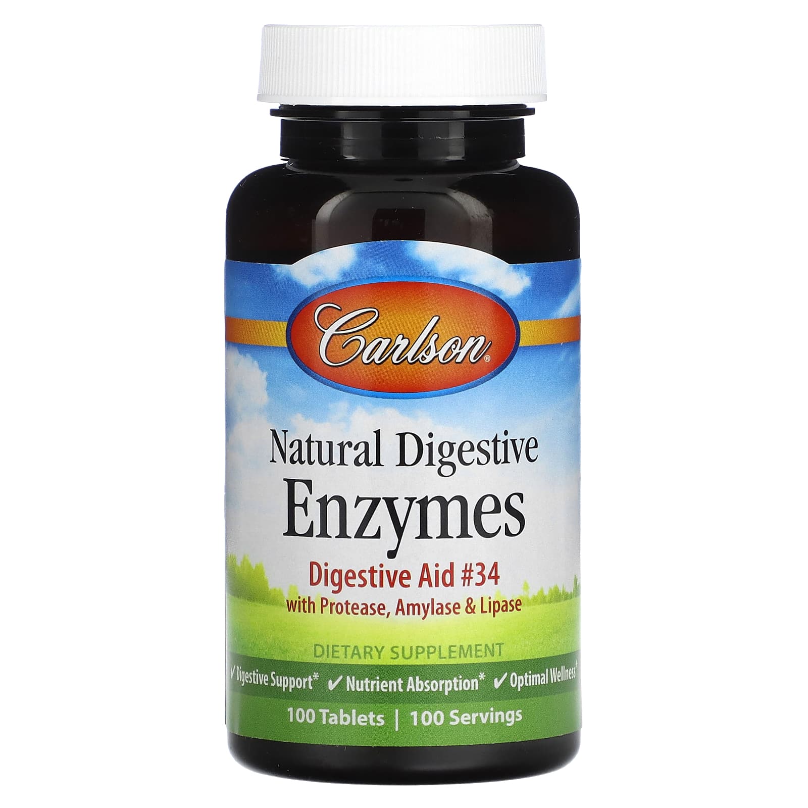Carlson, Natural Digestive Enzymes, 100 Tablets - B003BVIUI4