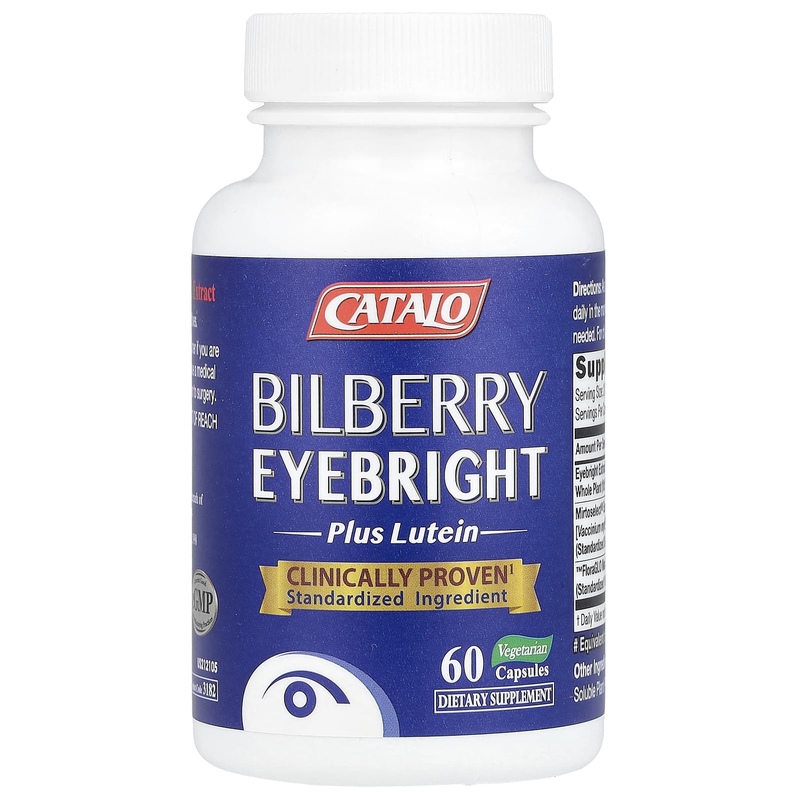 CATALO, Bilberry Eye Bright Plus Lutein, 60 Vegetarian Capsules - 