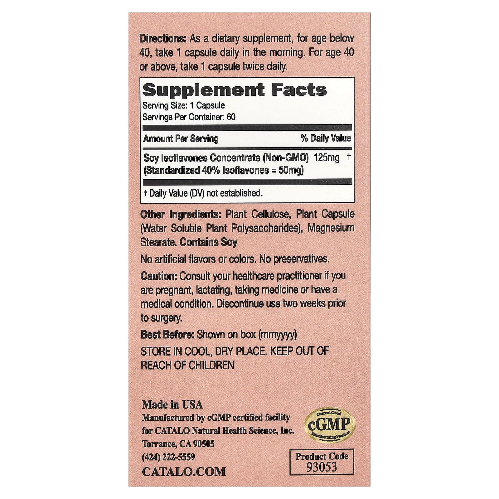 CATALO, Women's Soy Isoflavones, 60 Vegetarian Capsules - B07FFS88LN