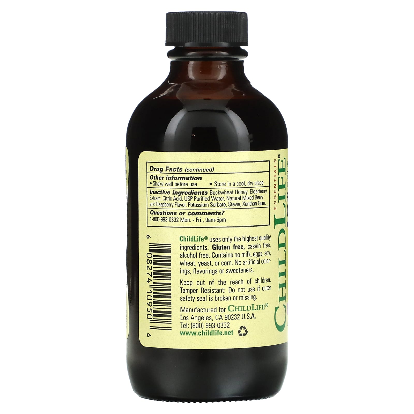 ChildLife Essentials, Essentials, Formula 3 Cough Syrup, Alcohol Free, Natural Berry, 4 fl oz (118.5 ml) - B005FA7P3U