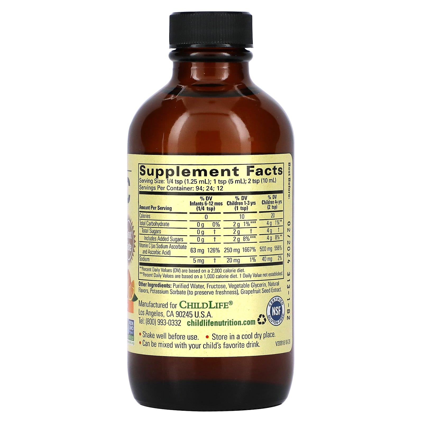 ChildLife Essentials, Liquid Vitamin C, Natural Orange, 4 fl oz (118.5 ml) - B006H9R1KA