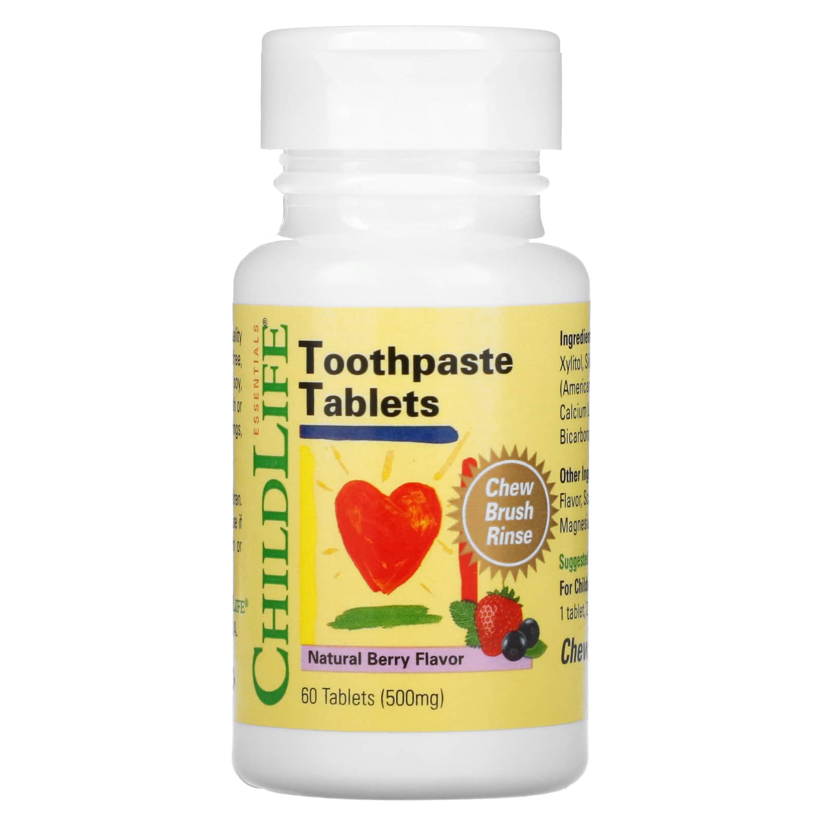 ChildLife Essentials, Toothpaste Tablets, Natural Berry, 500 mg, 60 Tablets - B005FA7OTA