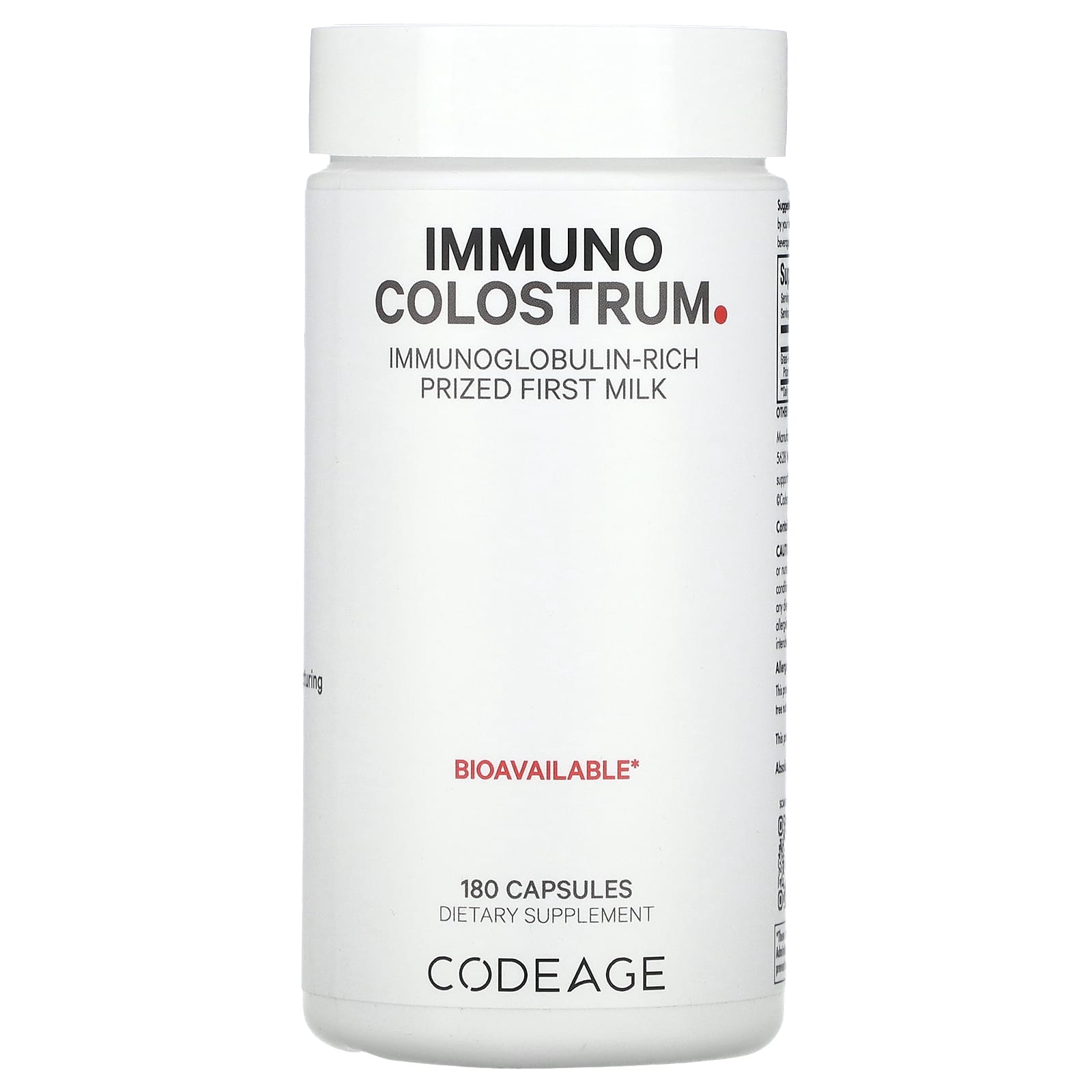 Codeage, Immuno Colostrum, 180 Capsules