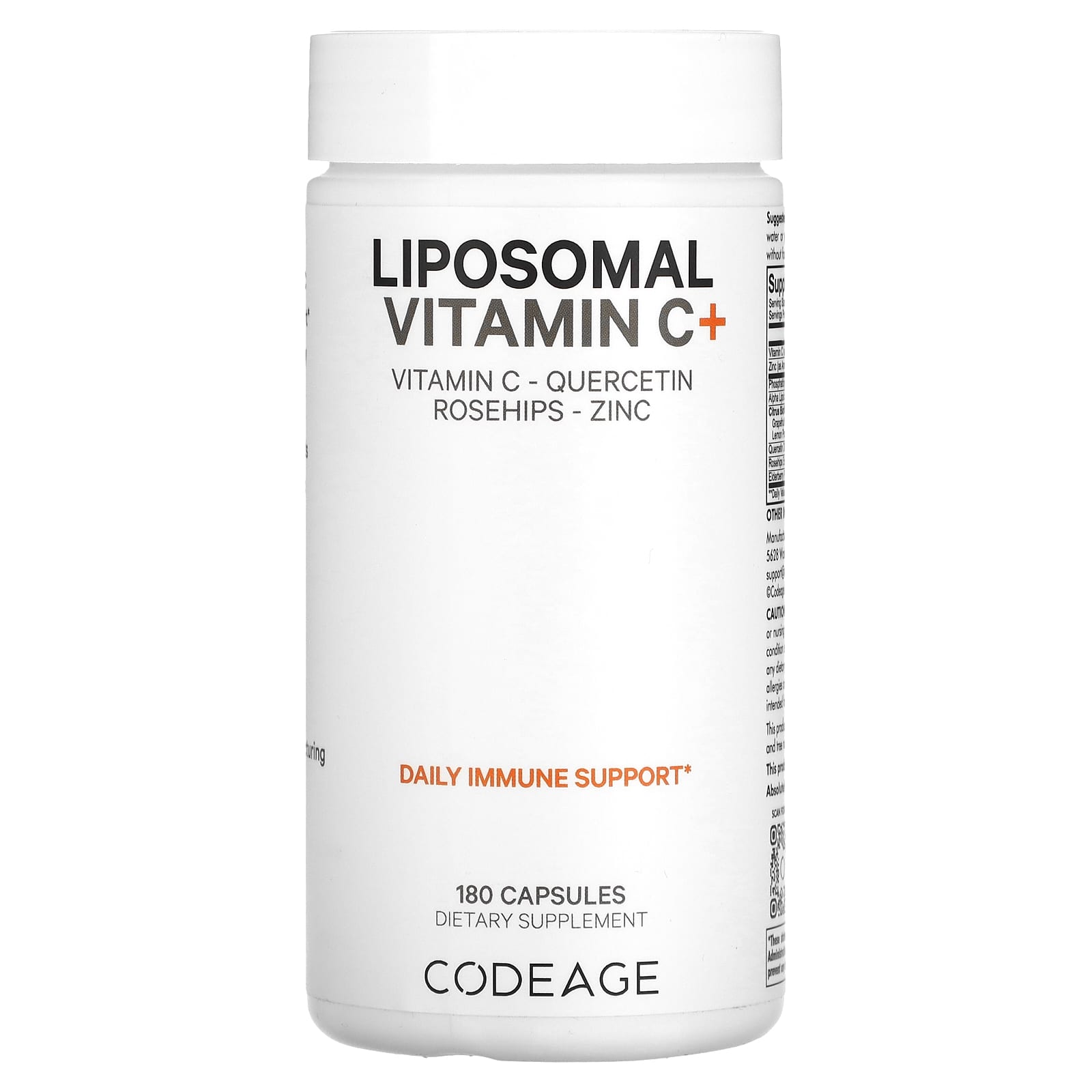 Codeage, Vitamins, Liposomal Vitamin C+, Vitamin C, Quercetin, Rosehips, Zinc, 180 Capsules - B086NZK19L
