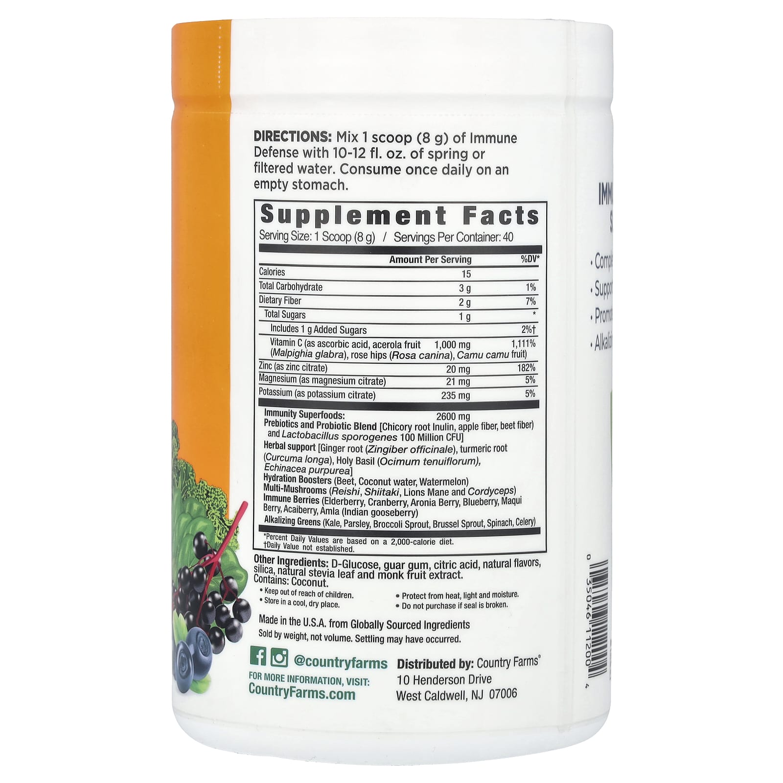 Country Farms, Immune Defense with Vitamin C, Elderberry & Zinc, 11.3 oz (320 g) - B088PNK96K