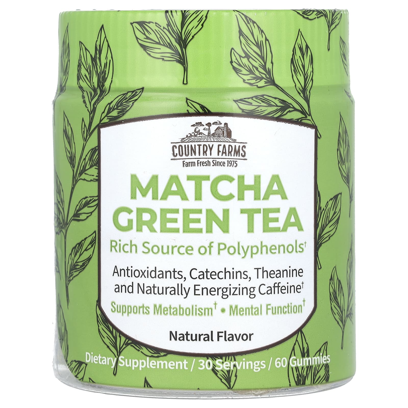 Country Farms, Matcha Green Tea, Natural, 60 Gummies - 