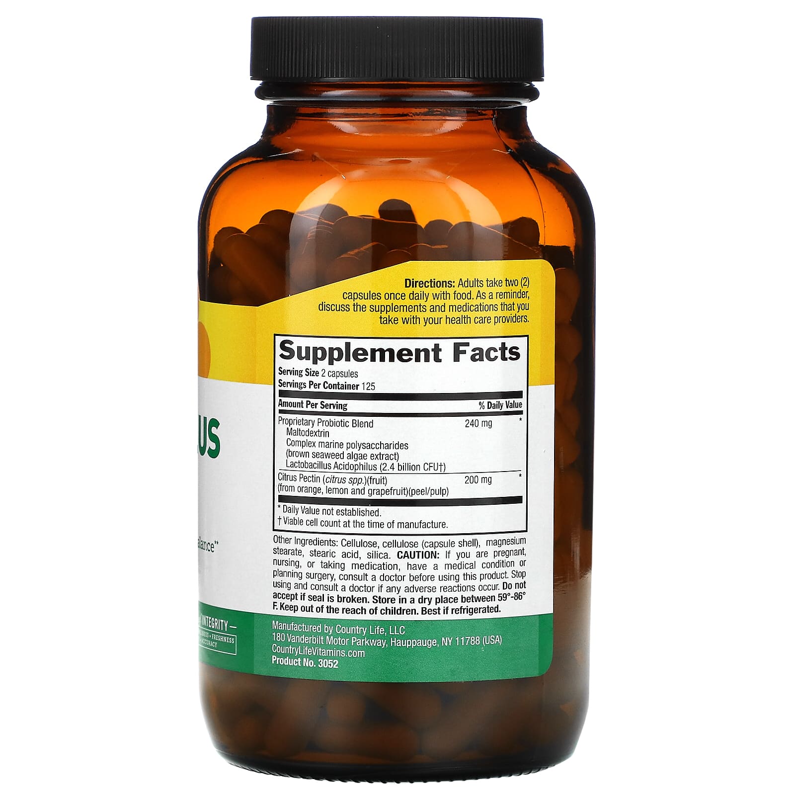 Country Life, Acidophilus with Pectin, 250 Vegan Capsules - B00014WYKY