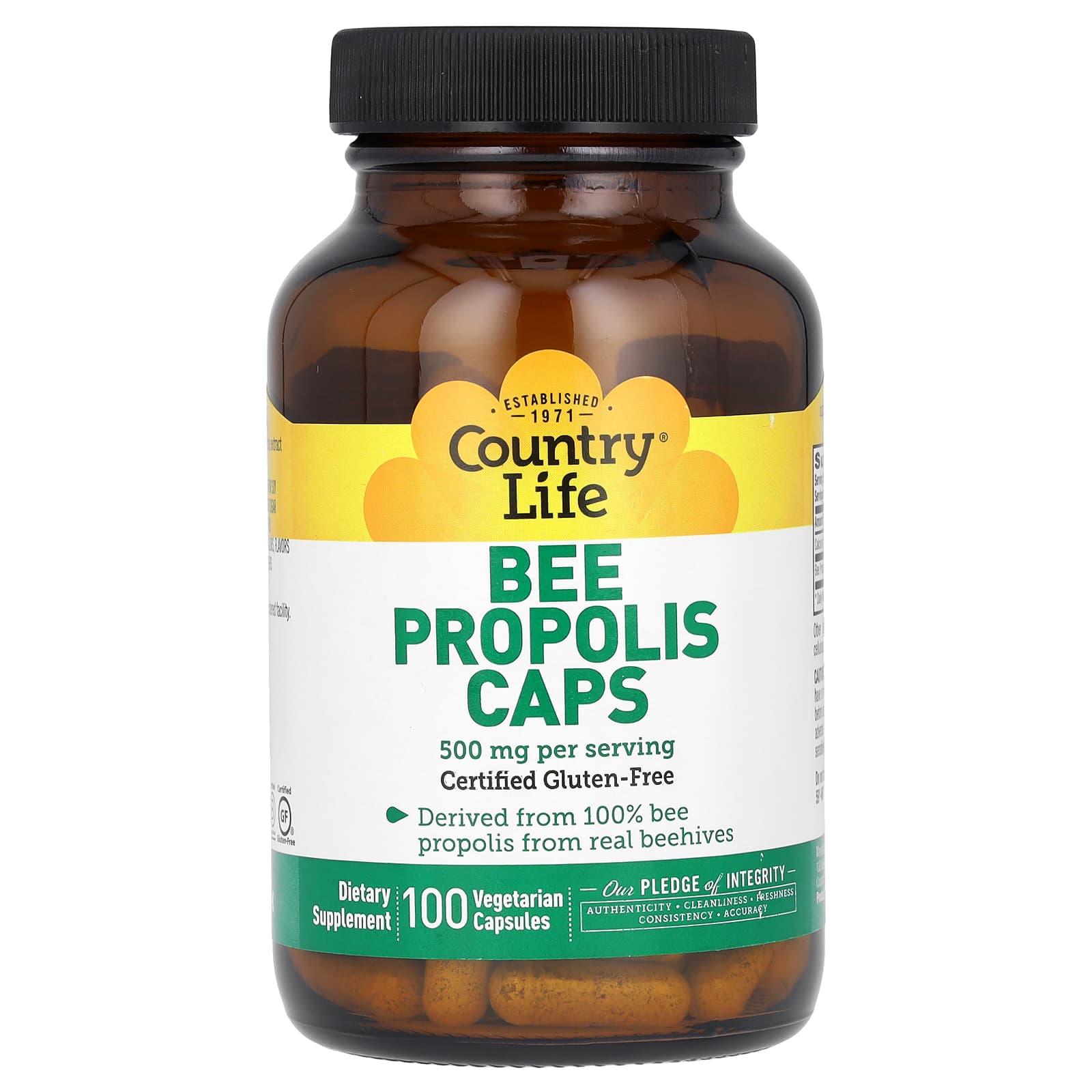 Country Life, Bee Propolis Caps, 500 mg, 100 Vegetarian Capsules (250 mg per Capsule) - B00020IKF0