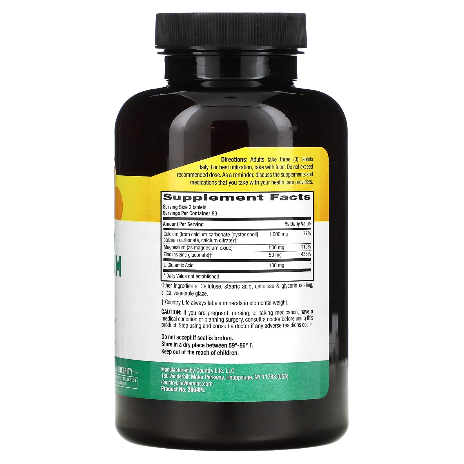 Country Life, Calcium Magnesium Zinc, 250 Tablets - B00020IK46