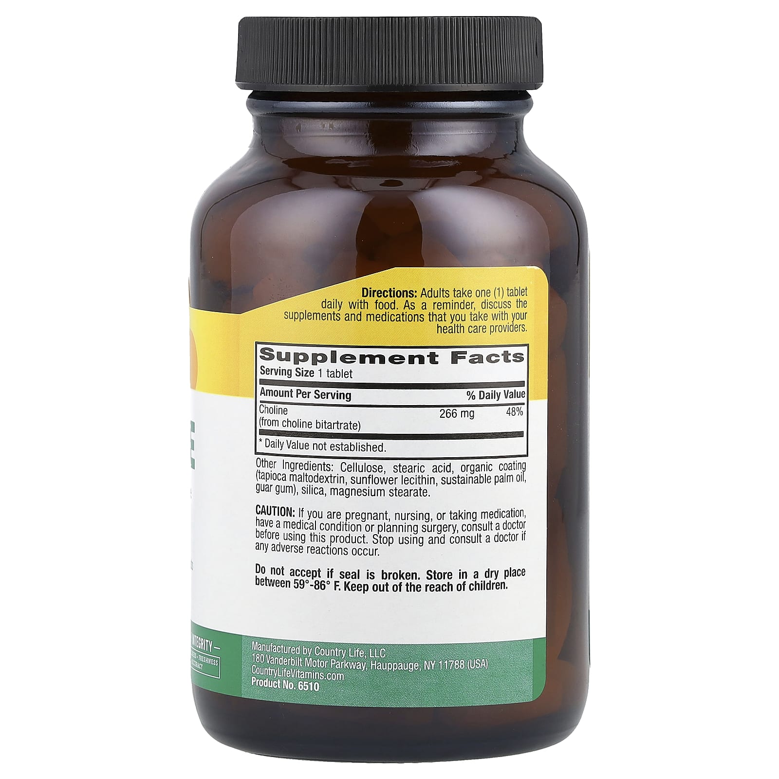 Country Life, Choline, 100 Tablets - B00028QGRQ