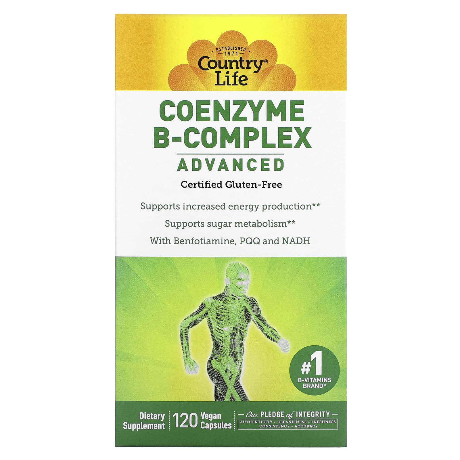 Country Life, Coenzyme B-Complex, Advanced, 120 Vegan Capsules