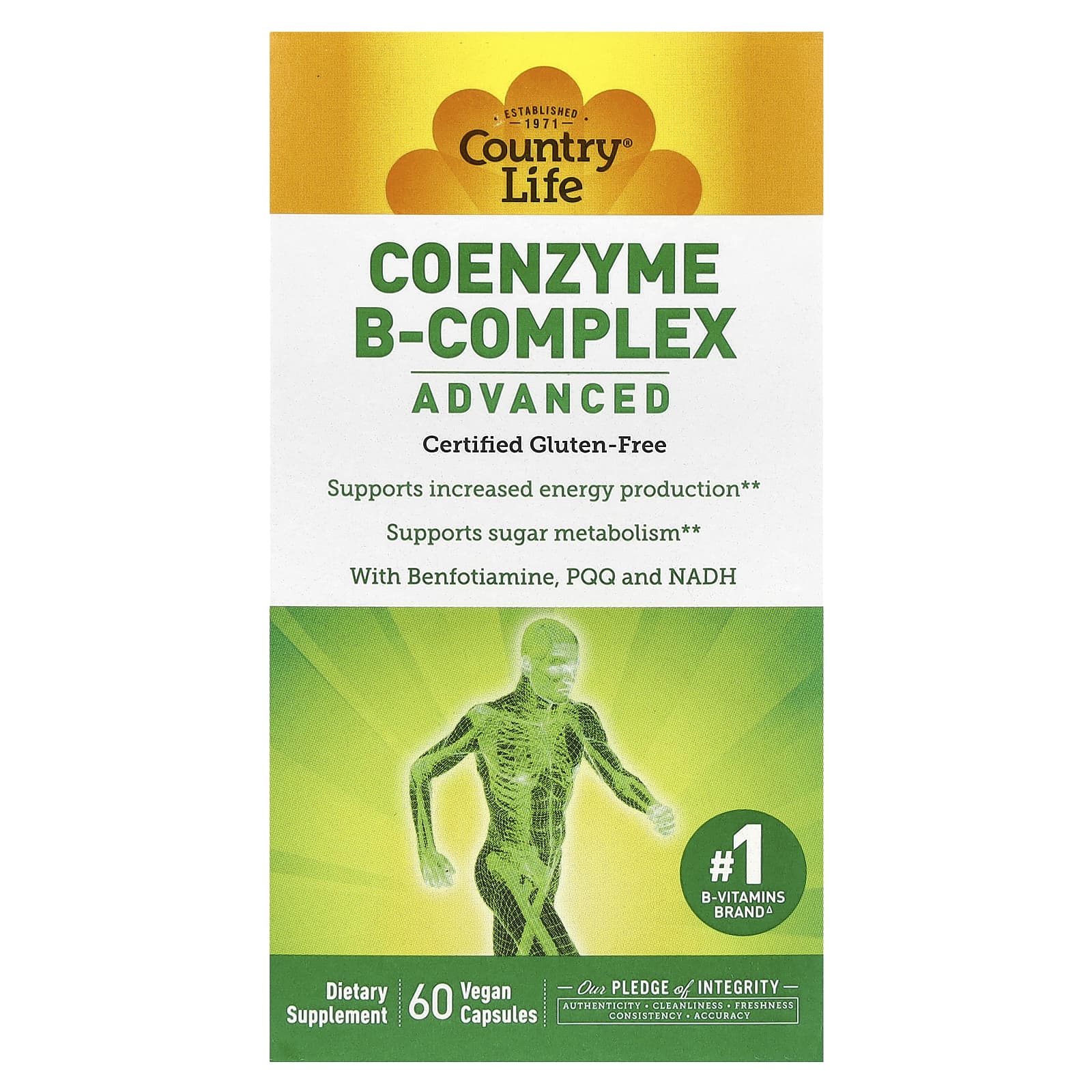 Country Life, Coenzyme B-Complex, Advanced, 60 Vegan Capsules