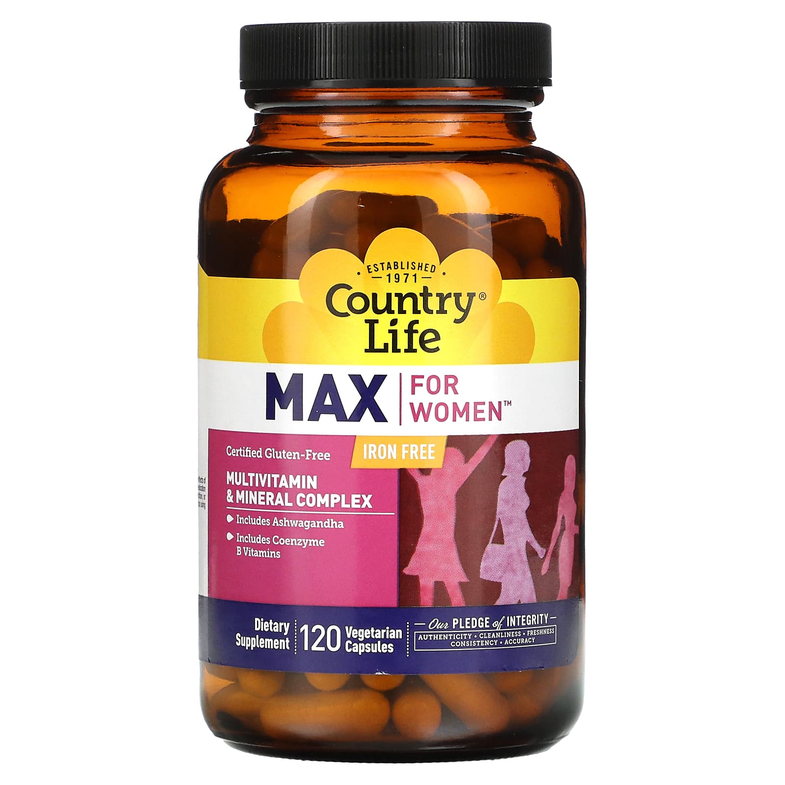 Country Life, Max for Women, Multivitamin & Mineral Complex, Iron Free, 120 Vegetarian Capsules - B0016BFTI0