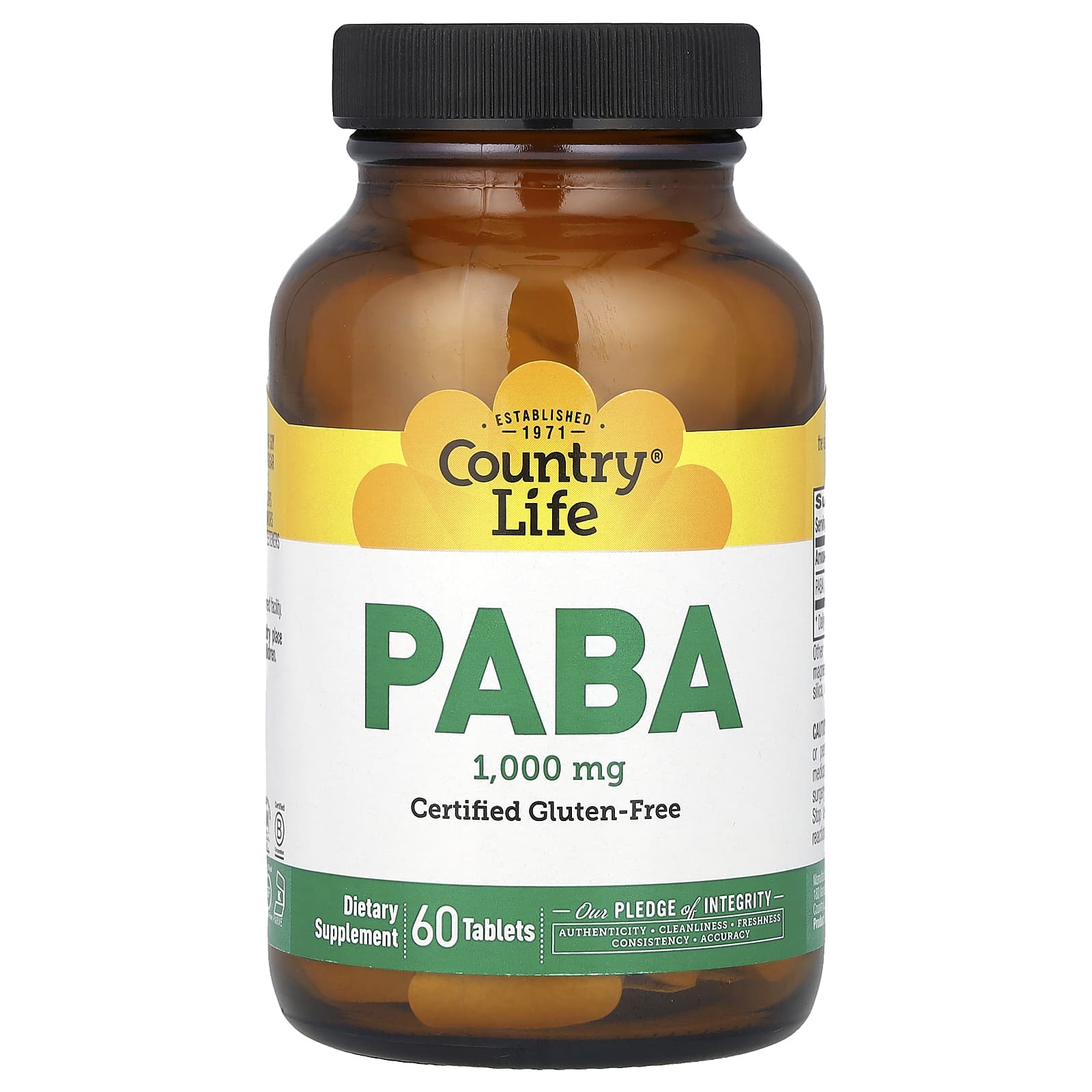 Country Life, PABA, 1,000 mg, 60 Tablets - B0015YPYMY