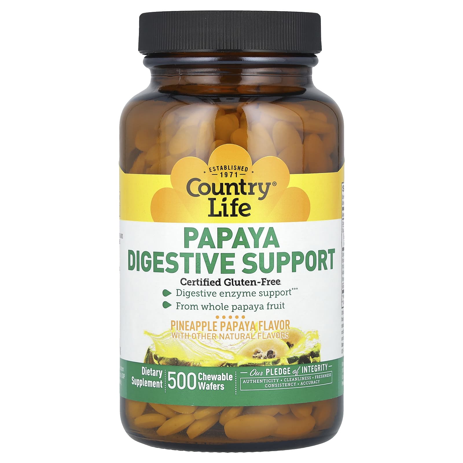 Country Life, Papaya Digestive Support, Pineapple Papaya, 500 Wafers - B00YF210I0