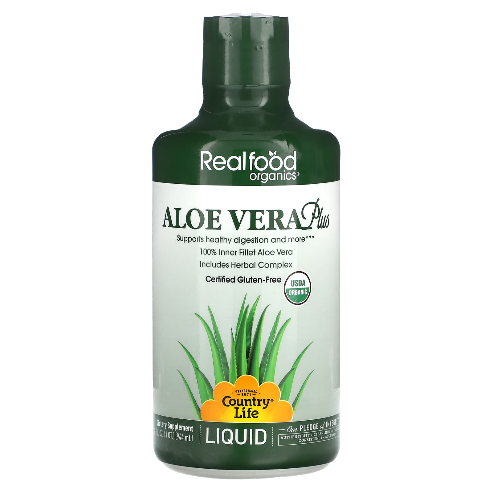 Country Life, Realfood Organics, Aloe Vera Plus, 32 fl oz (944 ml) - B003HUHQ8E