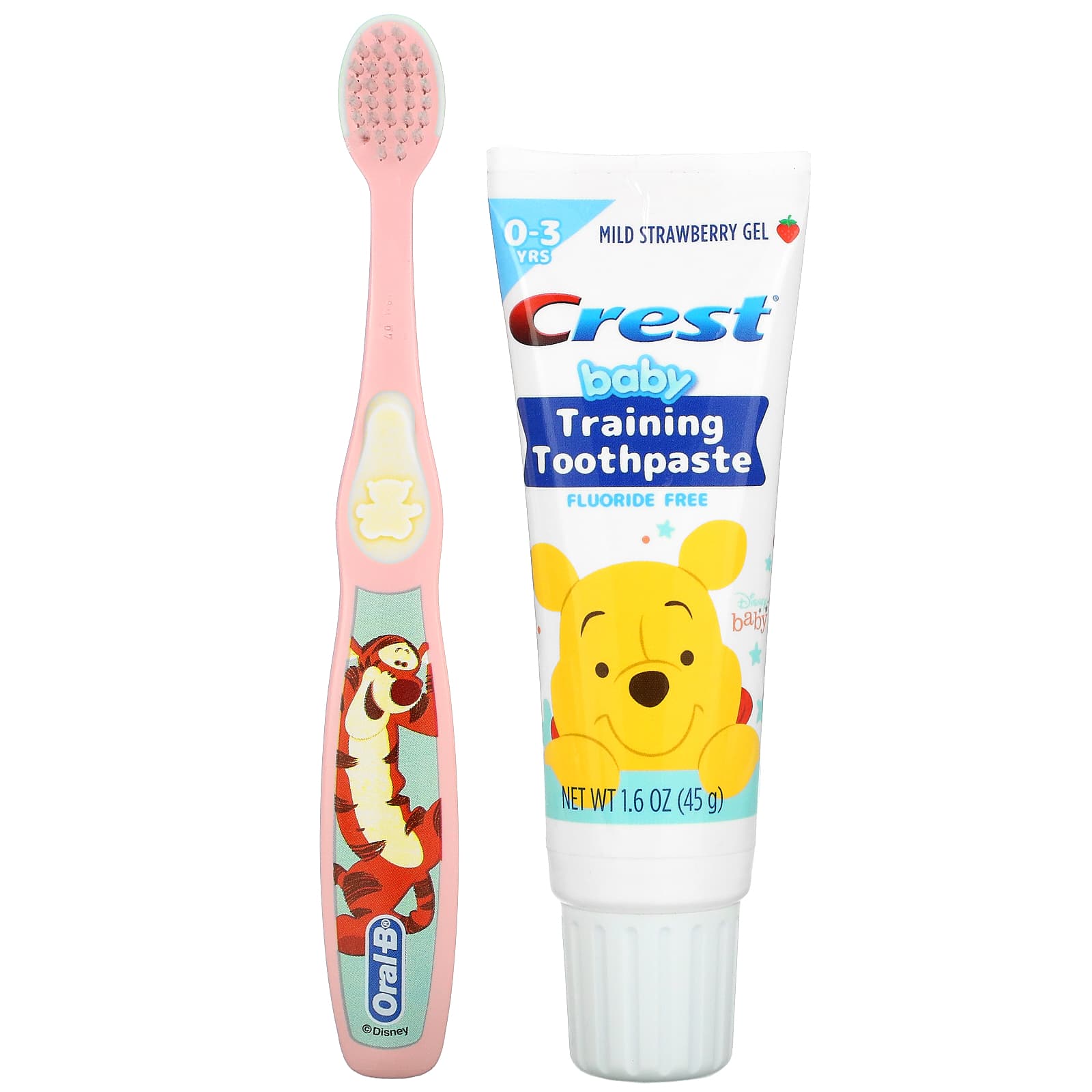 Crest, Baby Training Toothpaste Kit, Soft, 0-3 Years, Winnie the Pooh, Mild Strawberry, 1 Kit - 