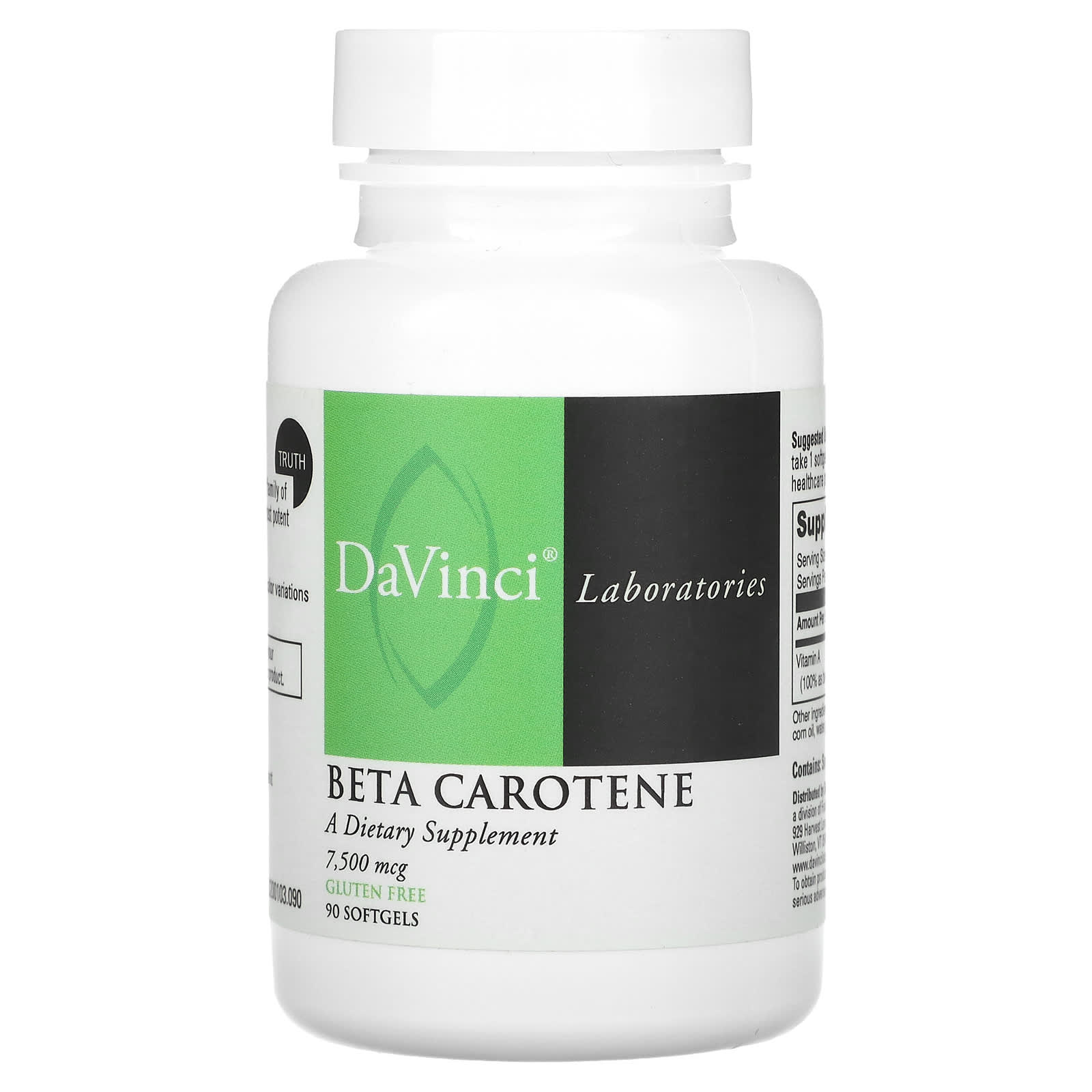 DaVinci Laboratories of Vermont, Beta Carotene, 7,500 mcg, 90 Softgles - B0007A2EAC