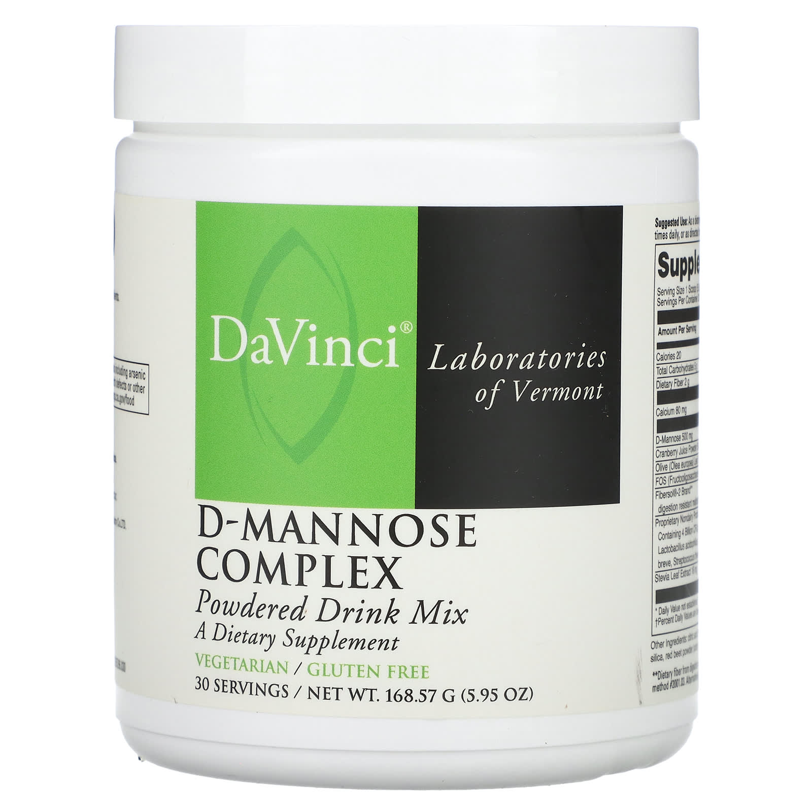 DaVinci Laboratories of Vermont, D-Mannose Complex, Powdered Drink Mix, 5.95 oz (168.57 g) - B0058A9B8Y