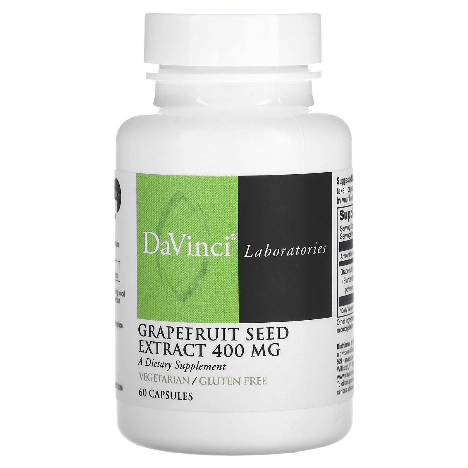 DaVinci Laboratories of Vermont, Grapefruit Seed Extract, 400 mg, 60 Capsules - B005CD3SLS