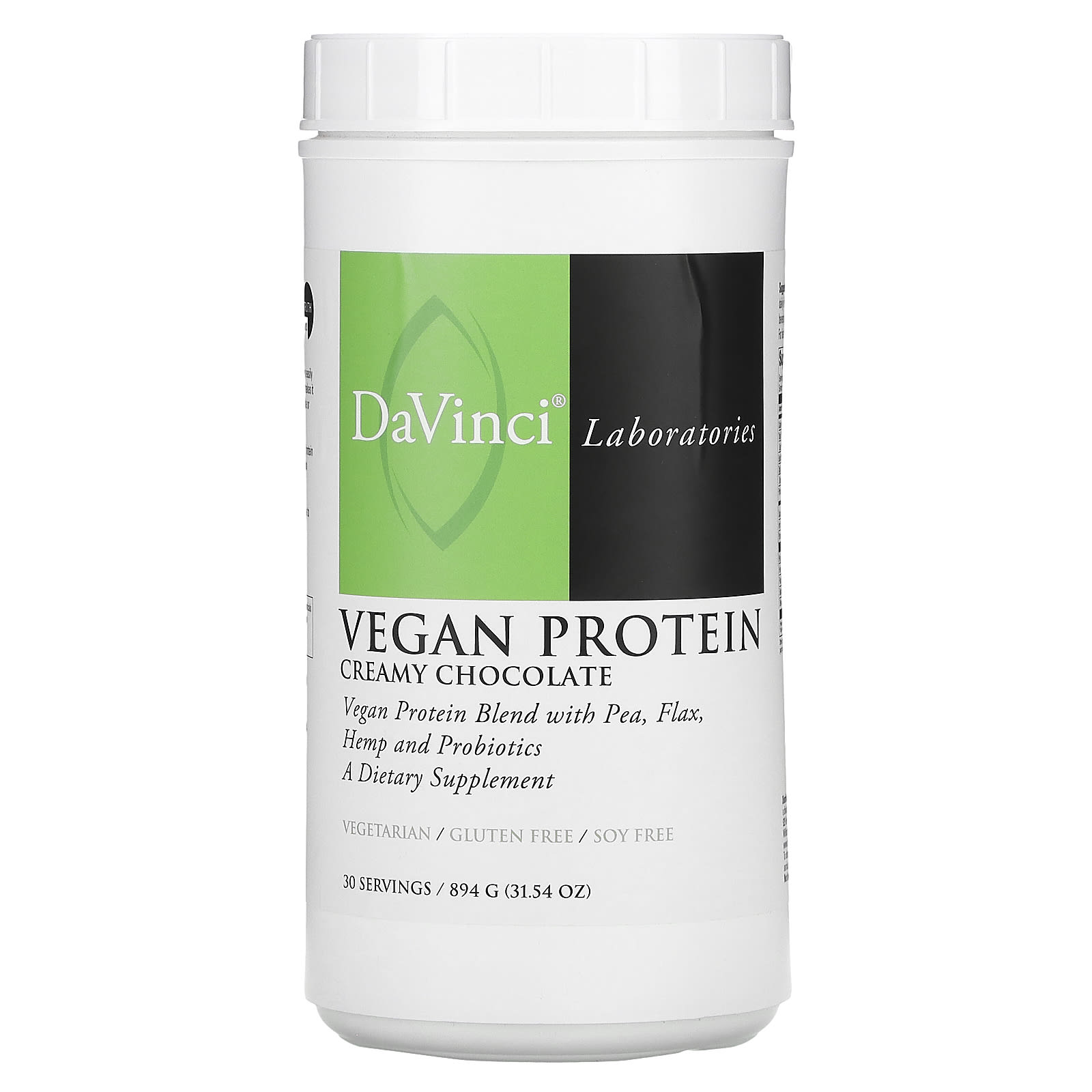 DaVinci Laboratories of Vermont, Vegan Protein, Creamy Chocolate, 31.54 oz (894 g)