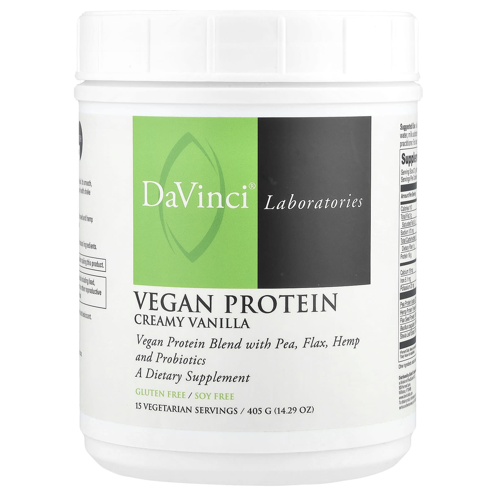 DaVinci Laboratories of Vermont, Vegan Protein, Creamy Vanilla, 14.29 oz (405 g) - B07ZWK79PP