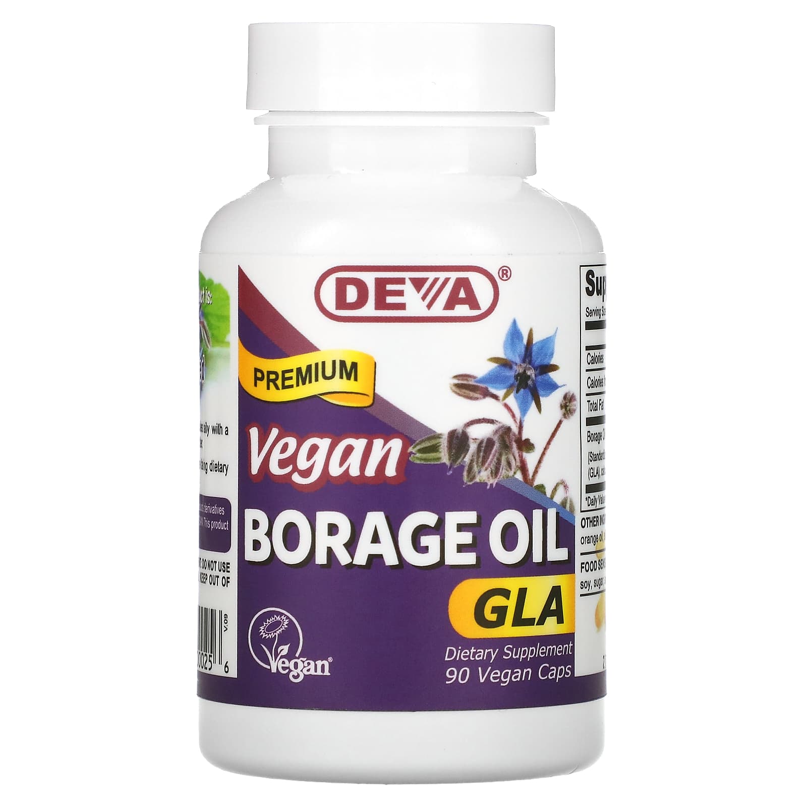 Deva, Premium Vegan Borage Oil, GLA, 90 Vegan Caps - B003PWO5E2