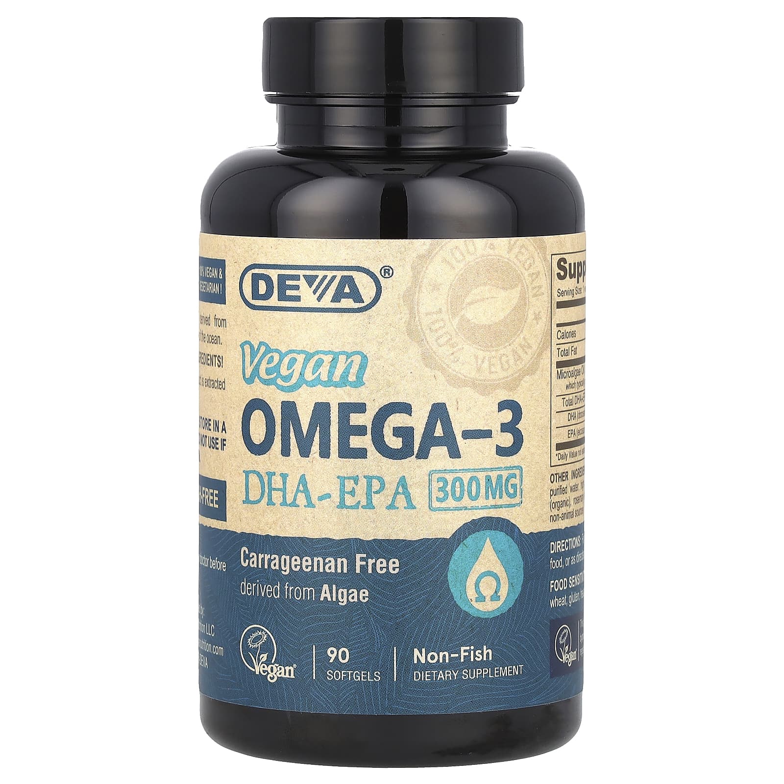 Deva, Vegan Omega-3, DHA-EPA, 300 mg, 90 Softgels