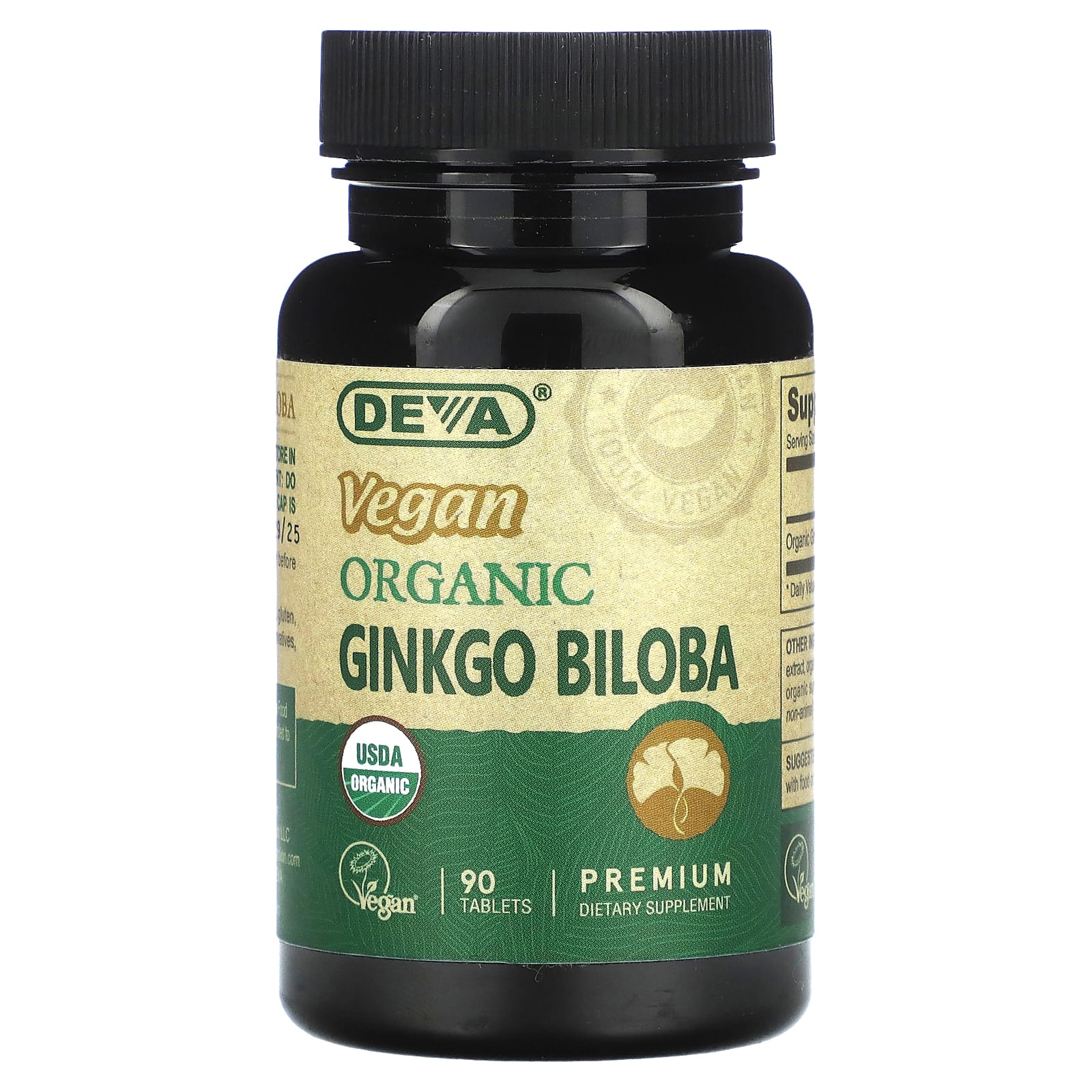 Deva, Vegan Organic Ginkgo Biloba, 90 Tablets - B005RGDTSM