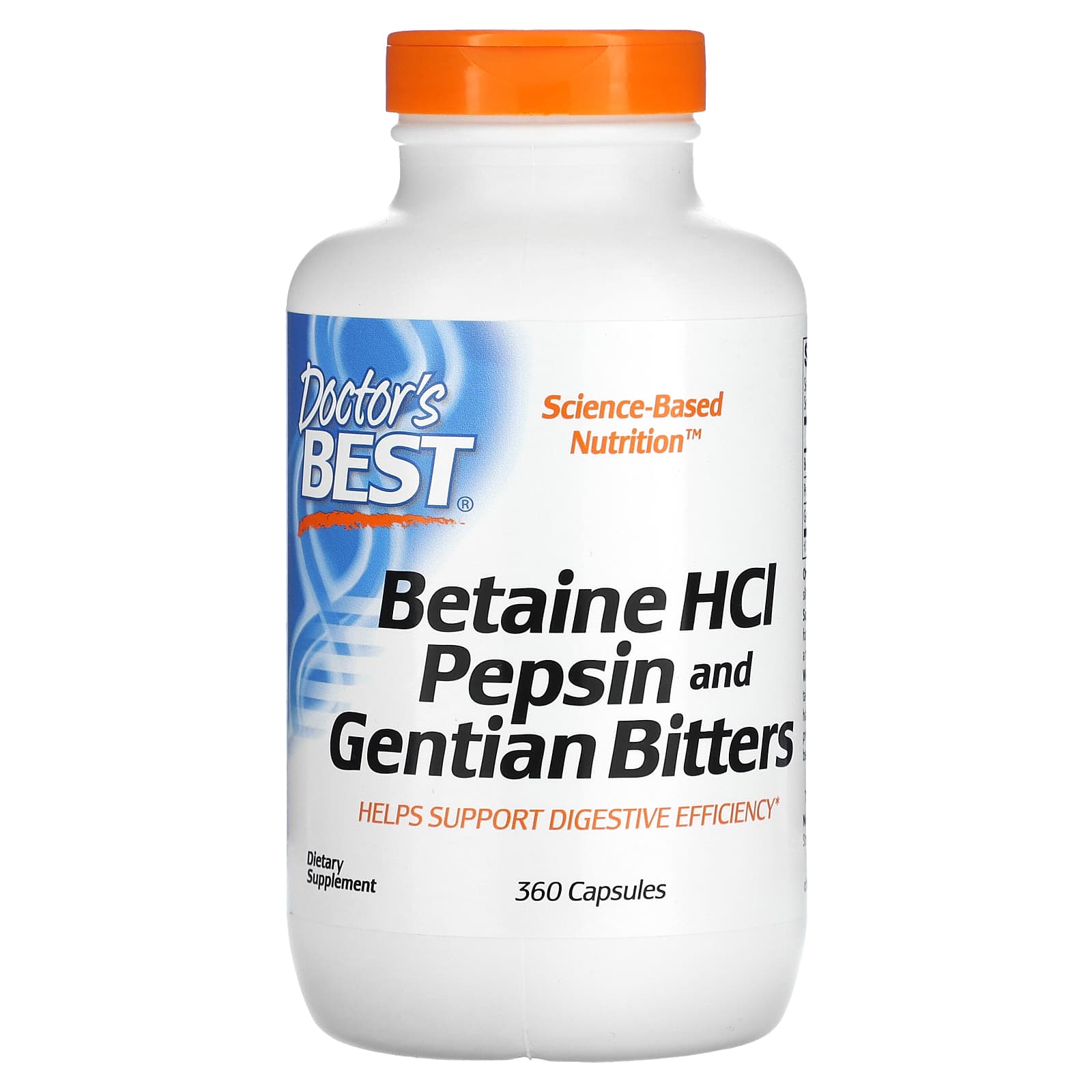 Doctor's Best, Betaine HCl, Pepsin and Gentian Bitters, 360 Caps - B00H40XPH4