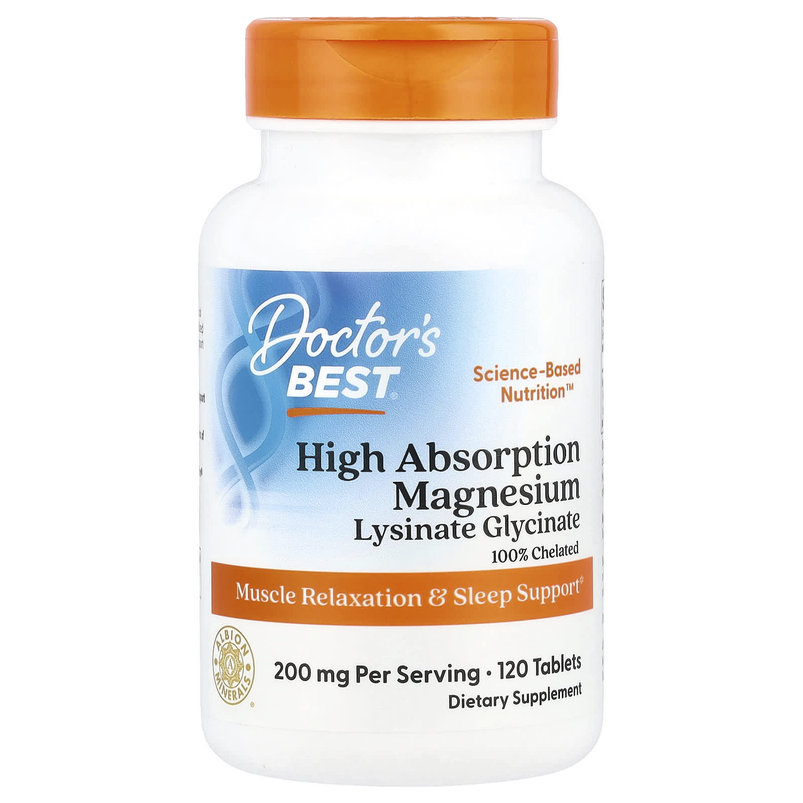 Doctor's Best, High Absorption Magnesium, 200 mg, 120 Tablets, (100 mg per Tablet)