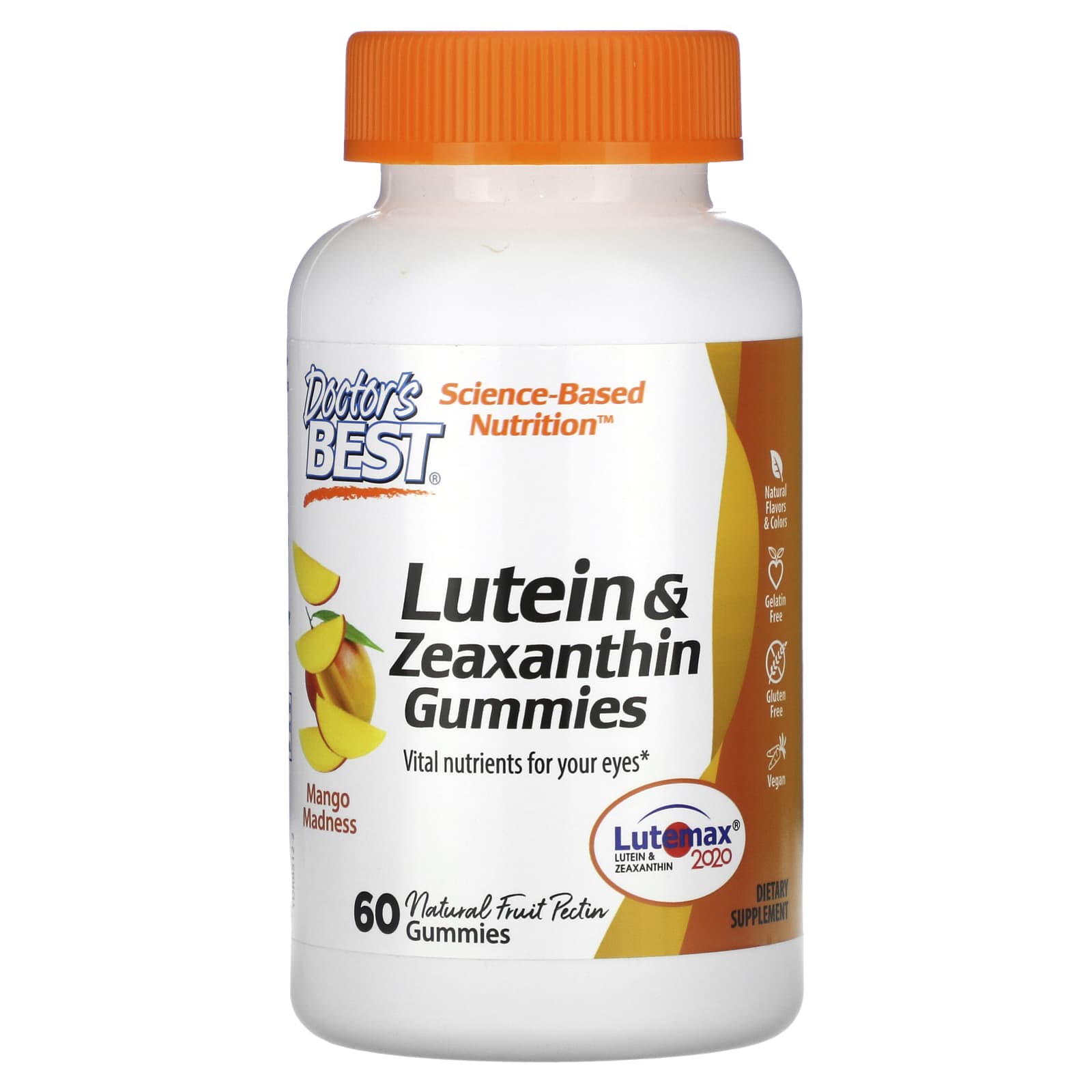 Doctor's Best, Lutein & Zeaxanthin Gummies, Mango Madness, 60 Gummies - B07Q6HT3QG