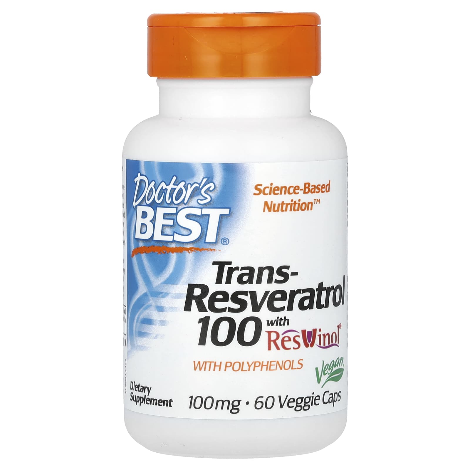 Doctor's Best, Trans-Resveratrol 100 with ResVinol, 100 mg, 60 Veggie Caps - B0019H141C