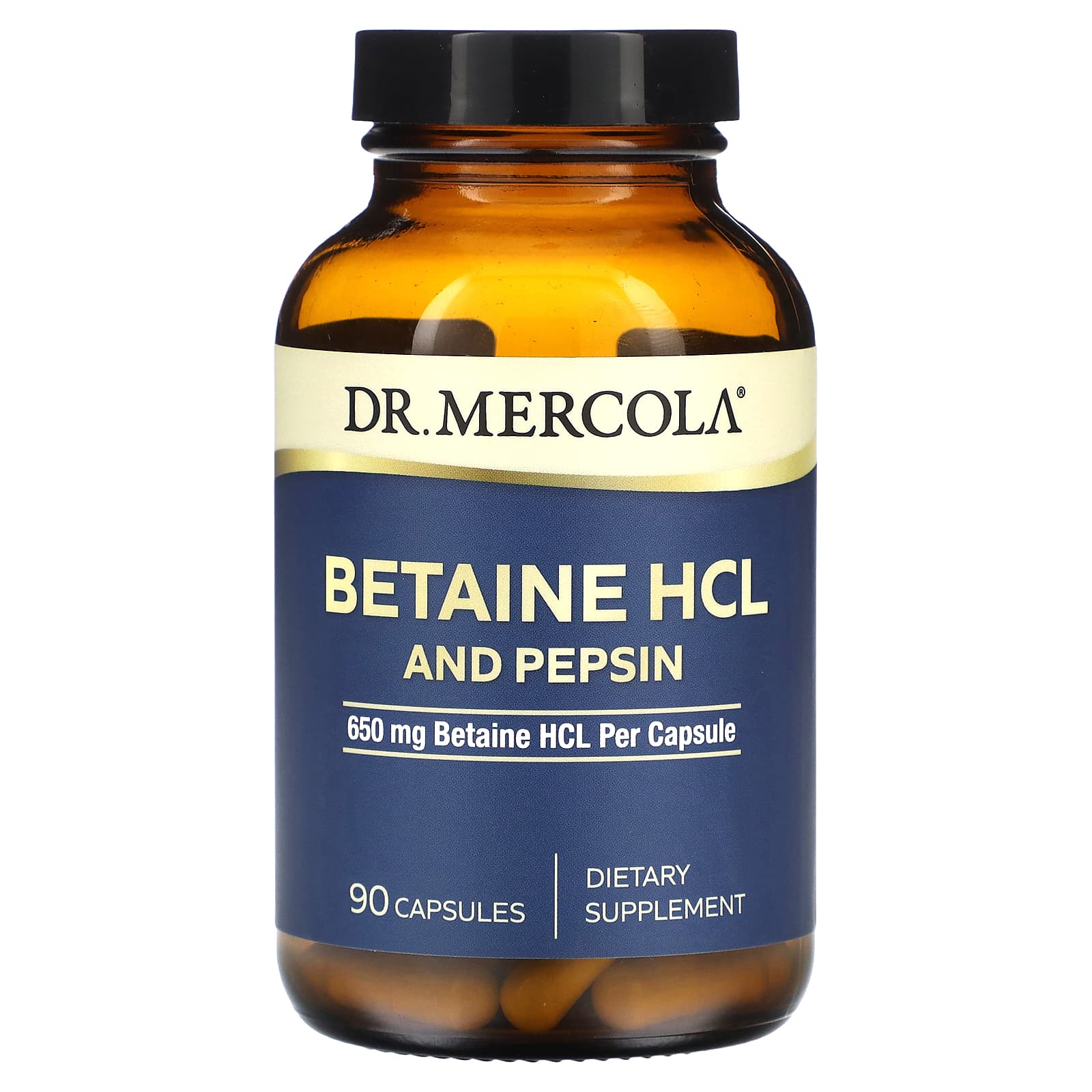 Dr. Mercola, Betaine HCL and Pepsin, 650 mg, 90 Capsules - B0C15WL9W9