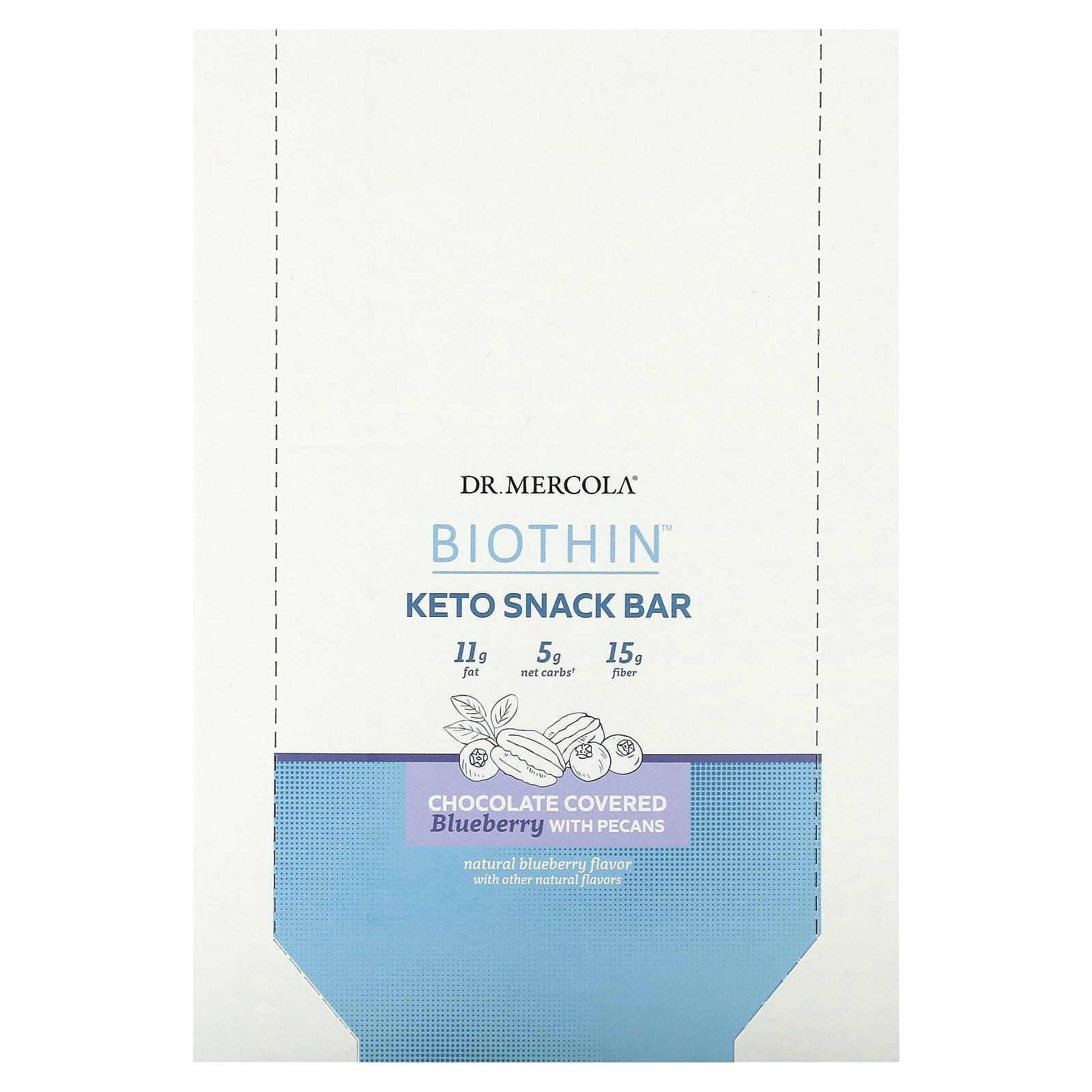 Dr. Mercola, Biothin, Keto Snack Bar, Chocolate Covered Blueberry with Pecans, 12 Bars, 1.41 oz (40 g) Each - B07JPDWZ8Y