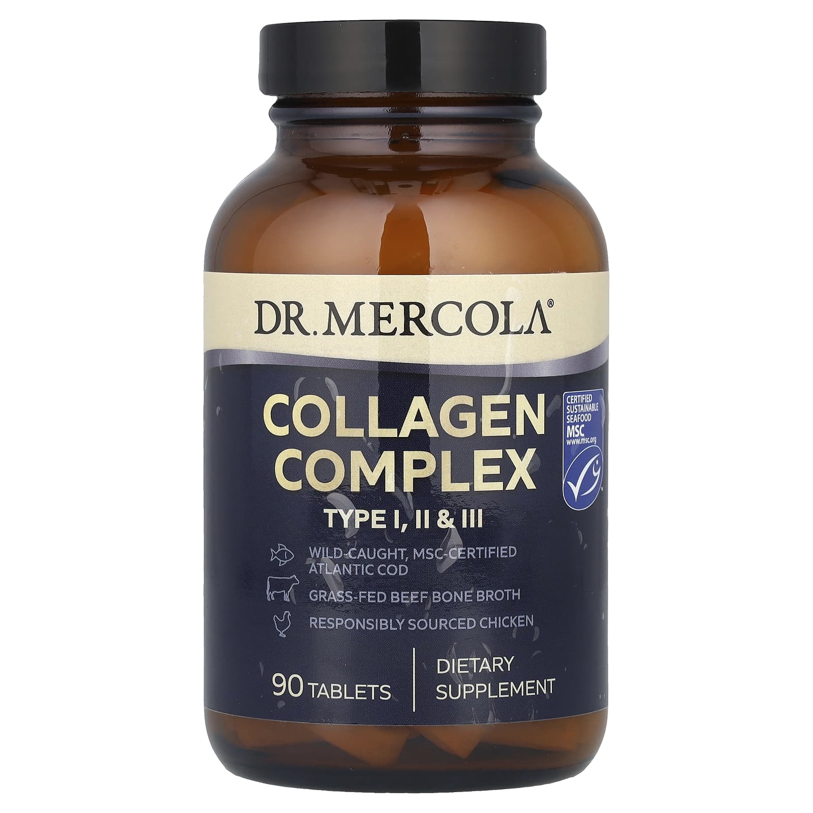 Dr. Mercola, Collagen Complex, Type I, II & III, 90 Tablets - B09RQ9L2X8
