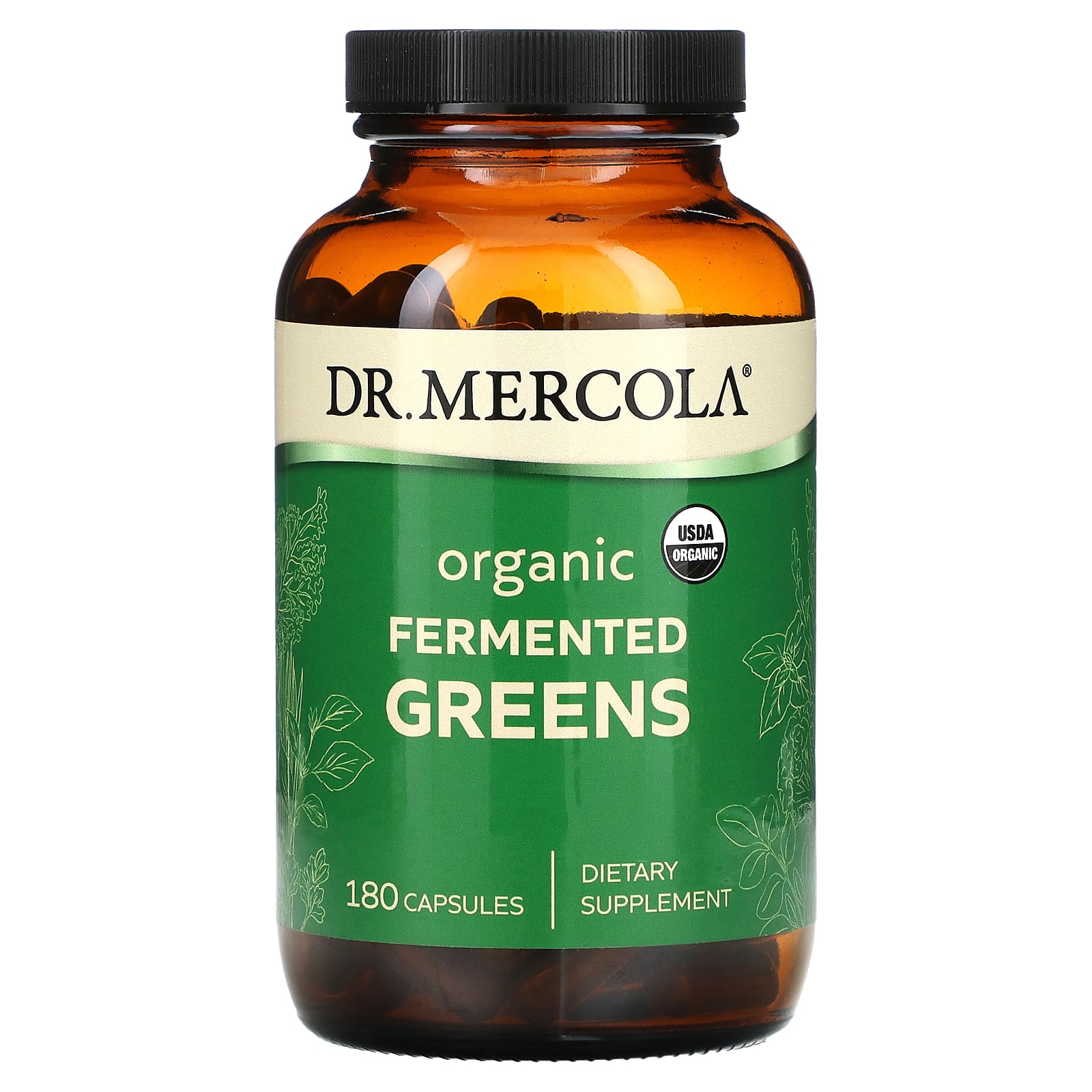 Dr. Mercola, Organic Fermented Greens, 180 Capsules - B0CMDK43DD
