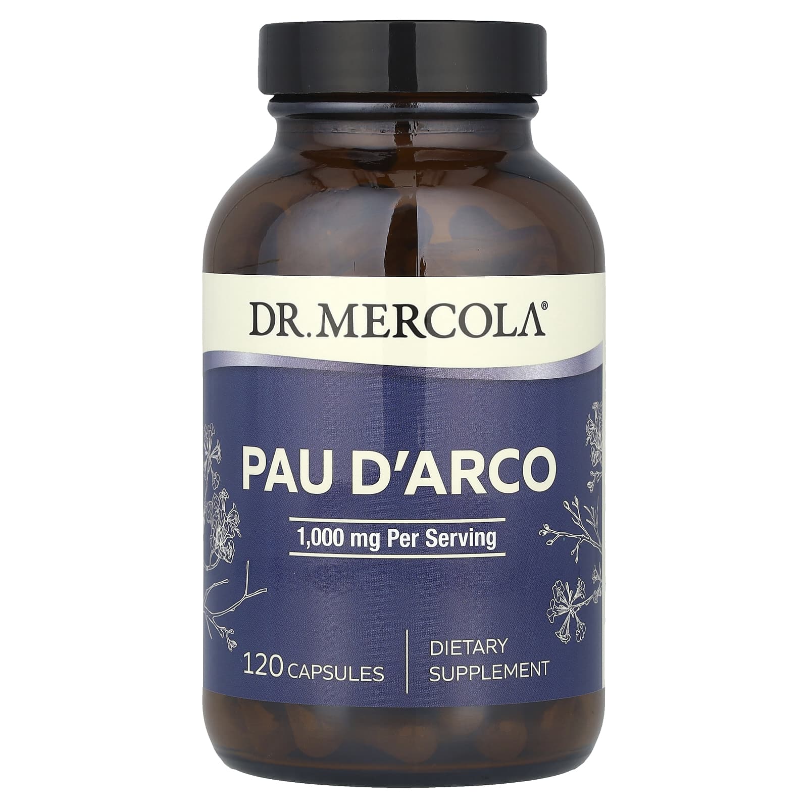 Dr. Mercola, Pau D'Arco, 1,000 mg, 120 Capsules (500 mg per Capsule) - 