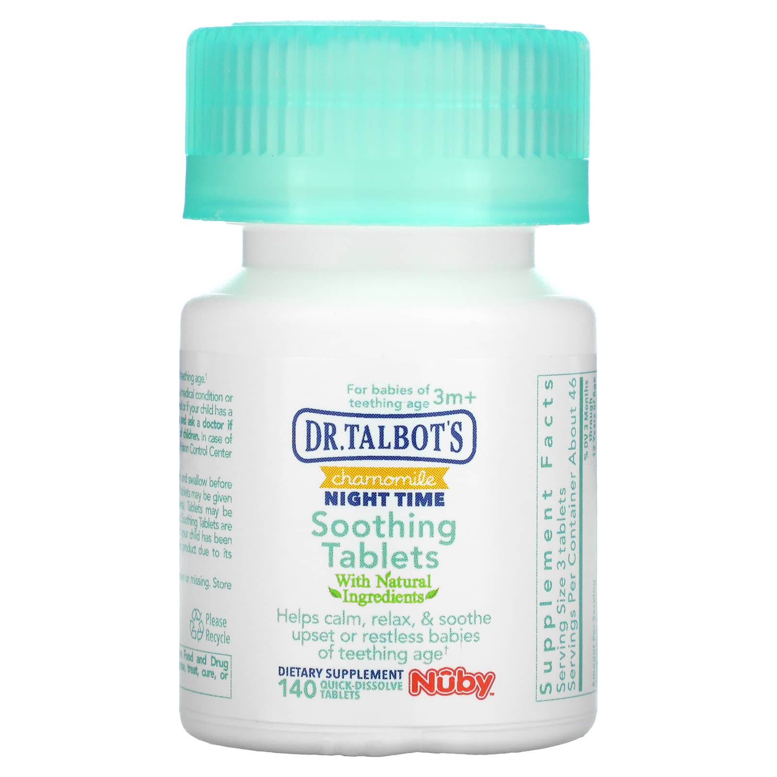Dr. Talbot's, Chamomile Night Time Soothing Tablets, 3 m+, 140 Tablets - B07P75YLKP