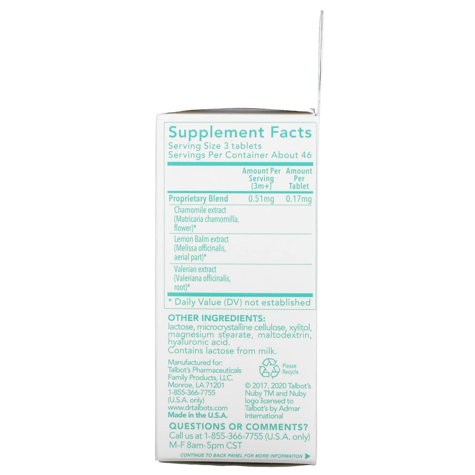 Dr. Talbot's, Chamomile Night Time Soothing Tablets, 3 m+, 140 Tablets - B07P75YLKP