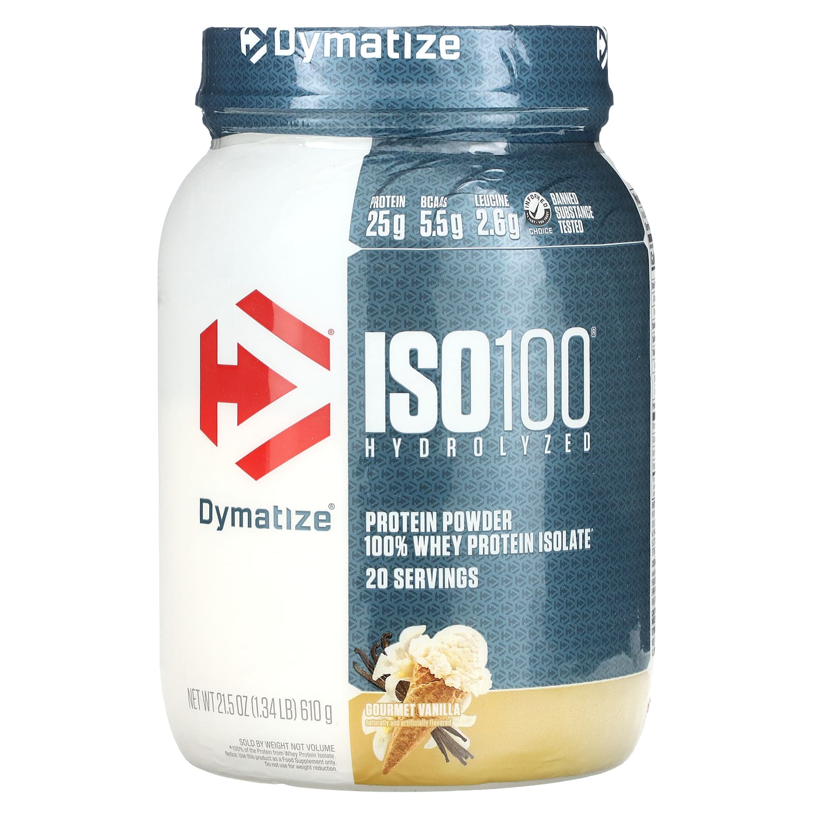 Dymatize, ISO100® Hydrolyzed, 100% Whey Protein Isolate, Gourmet Vanilla, 1.34 lb (610 g) - B099J2SWXV