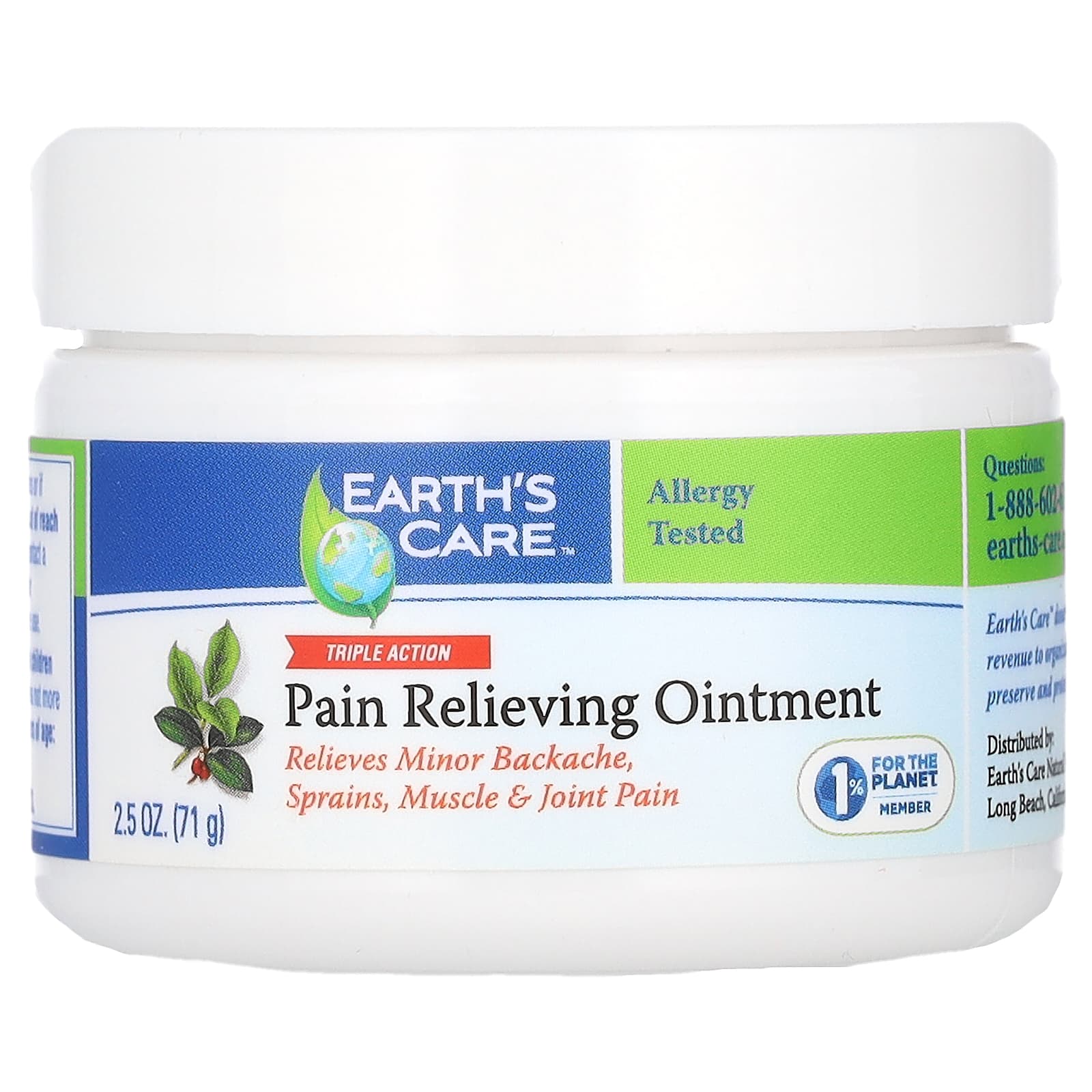 Earth's Care, Pain Relieving Ointment, Triple Action, 2.5 oz (71 g) - B00E0K82U6