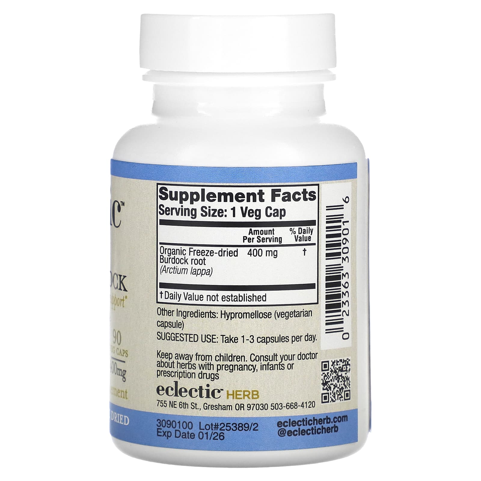 Eclectic Herb, Burdock, 400 mg, 90 Veg Caps - B00028OOQG