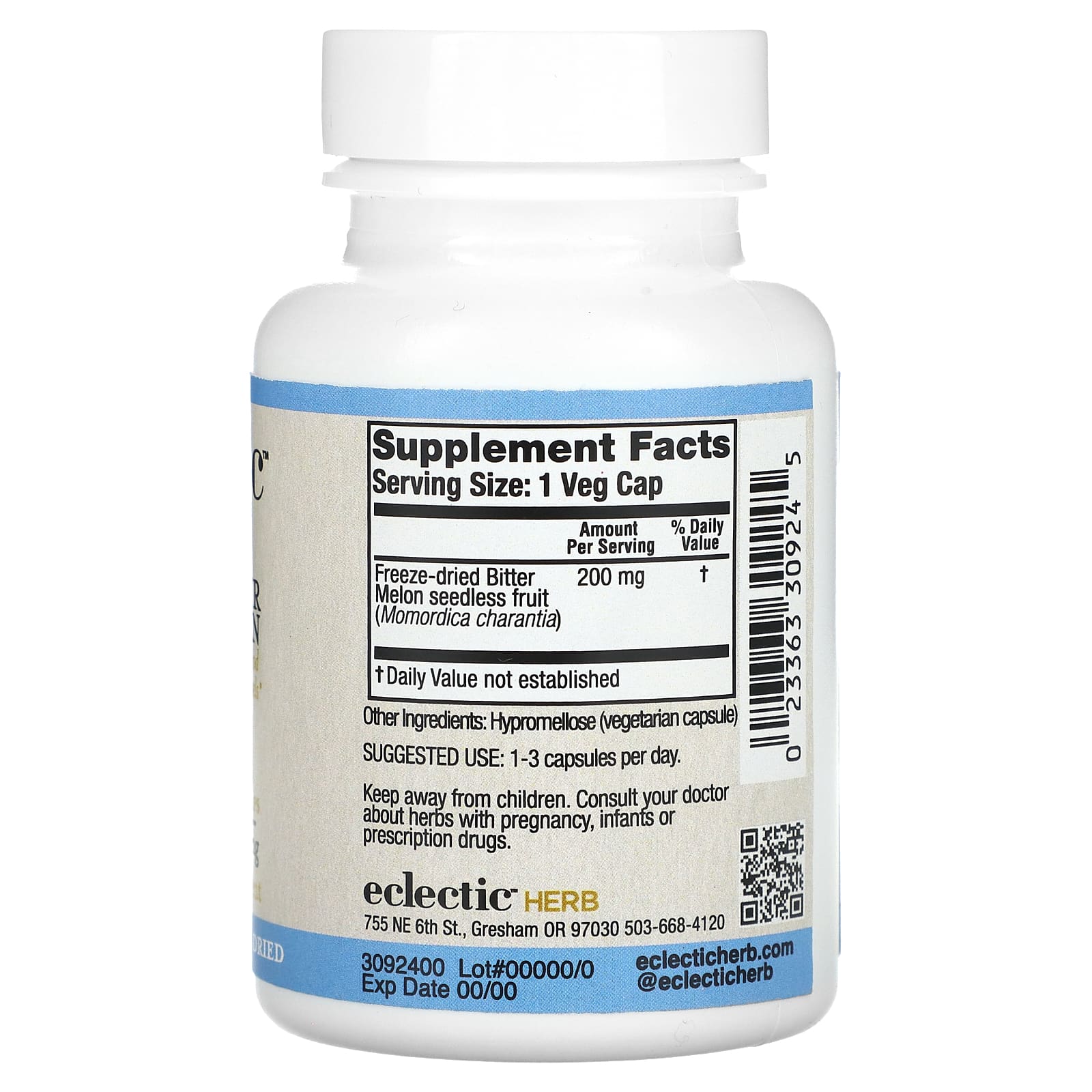 Eclectic Herb, Freeze Dried, Bitter Melon, 200 mg, 90 Veg Caps - B000Z8XNBA
