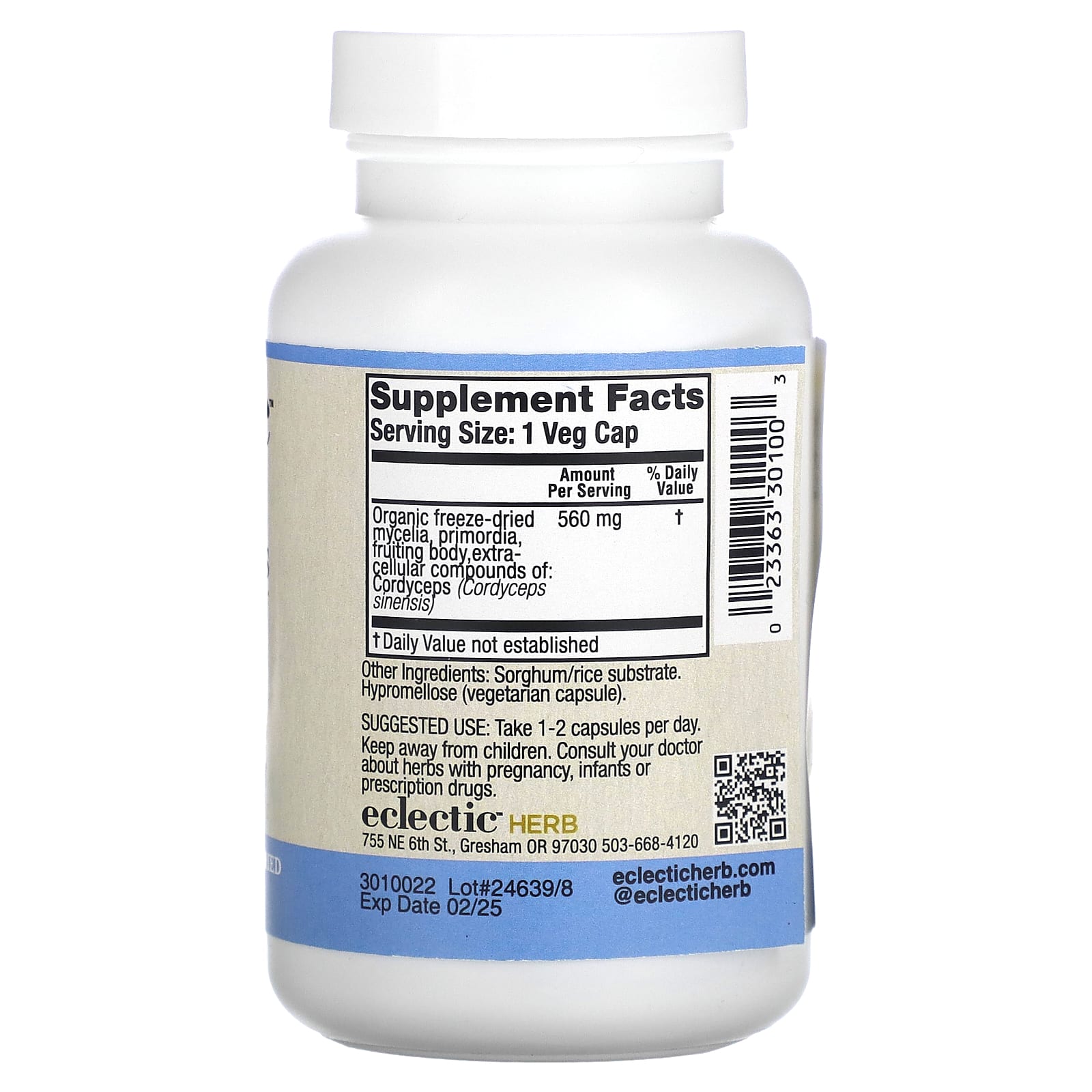 Eclectic Herb, Freeze Dried, Cordyceps, 560 mg, 120 Veg Caps - B0013JOJB8