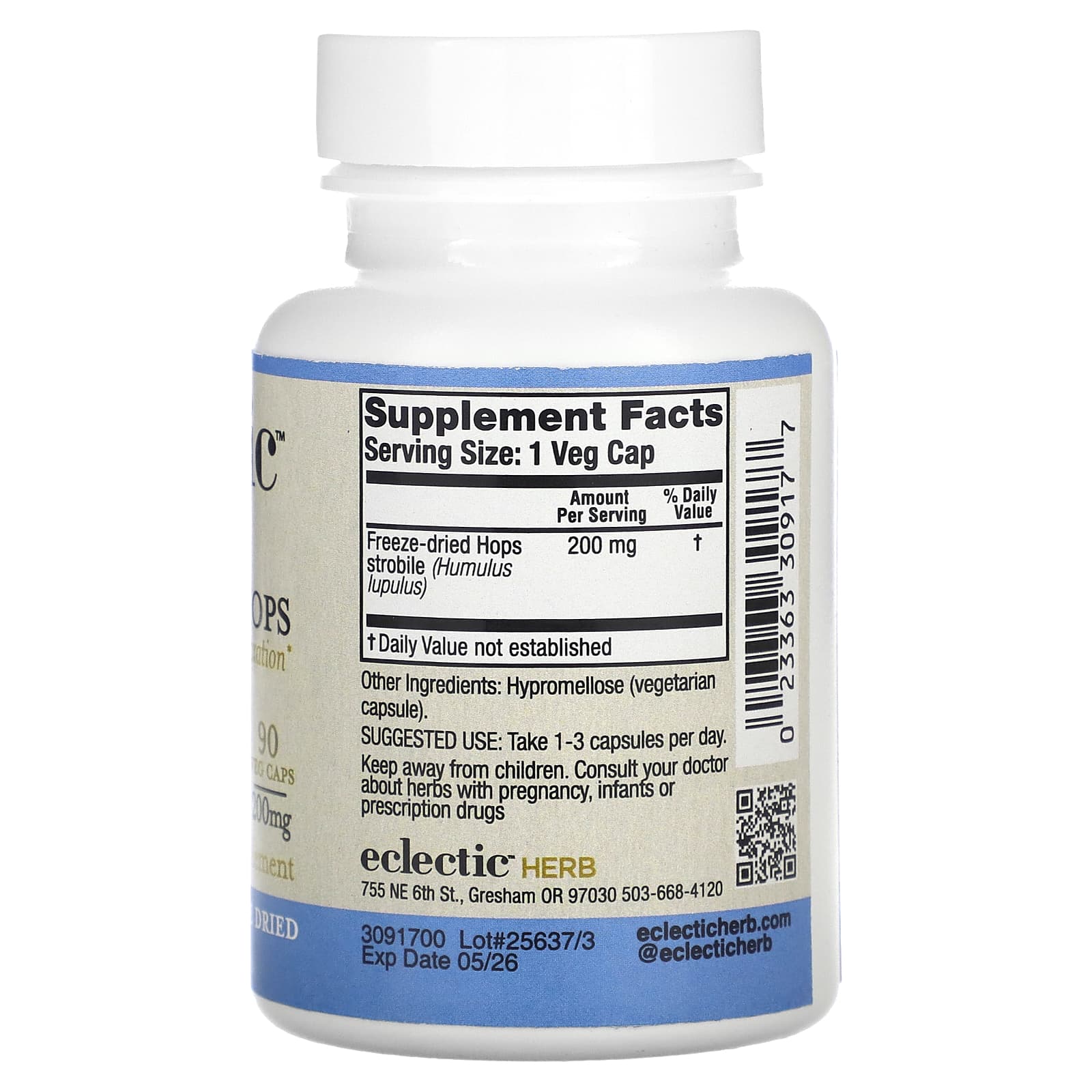 Eclectic Herb, Freeze Dried, Hops, 200 mg, 90 Veg Caps - B000I48S8O