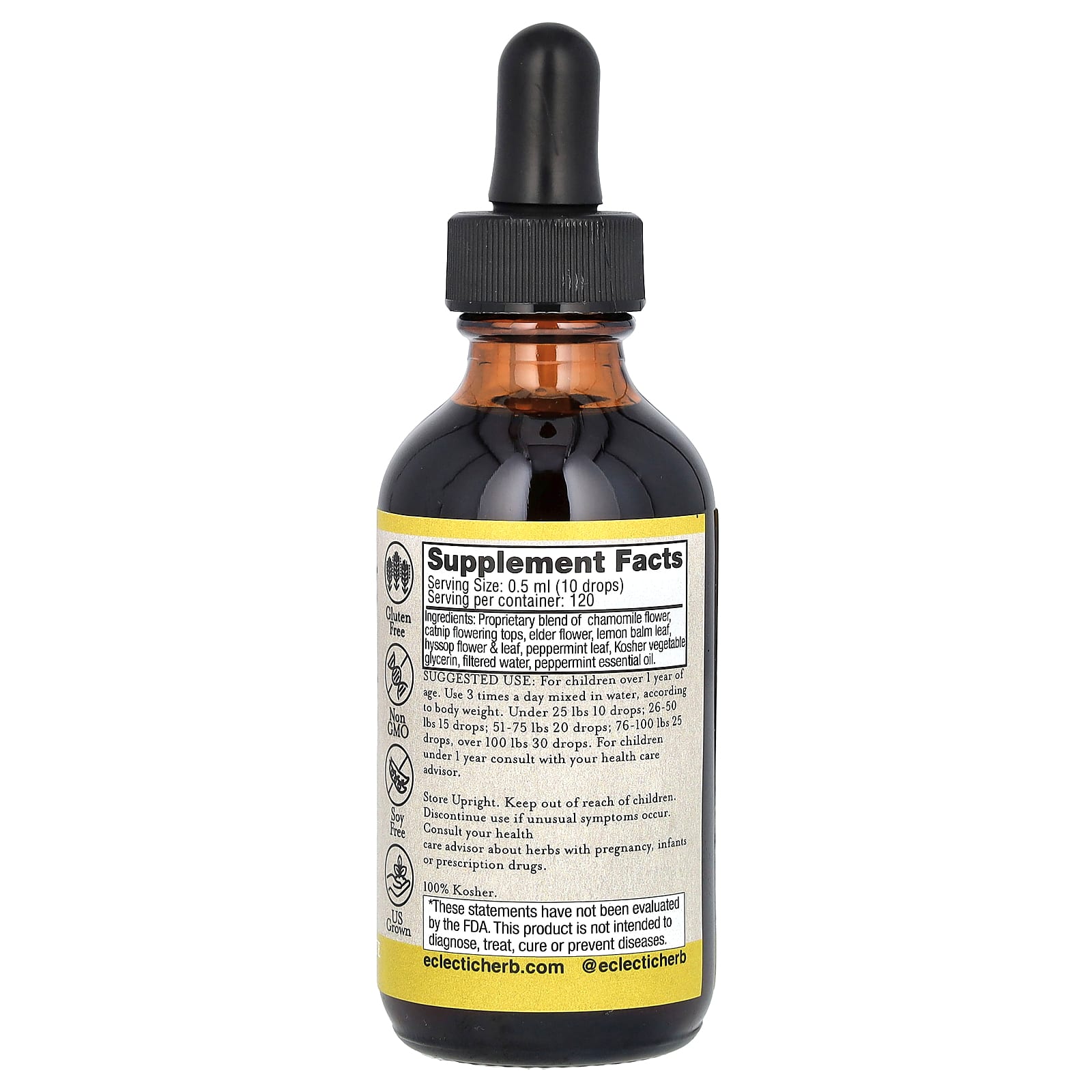 Eclectic Herb, Herb, Kids Herbal Glycerite, Calming Tonic, 2 fl oz (60 ml) - B091V3D2H4