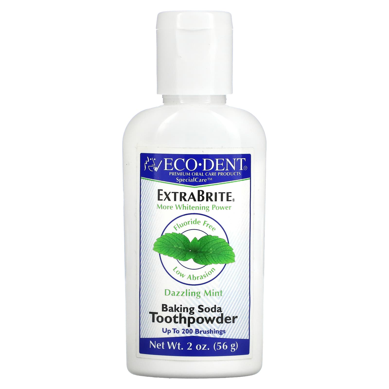 Eco-Dent, ExtraBrite, Baking Soda Tooth Powder, Fluoride Free, Dazzling Mint, 2 oz (56 g) - B0CHWWWC1D